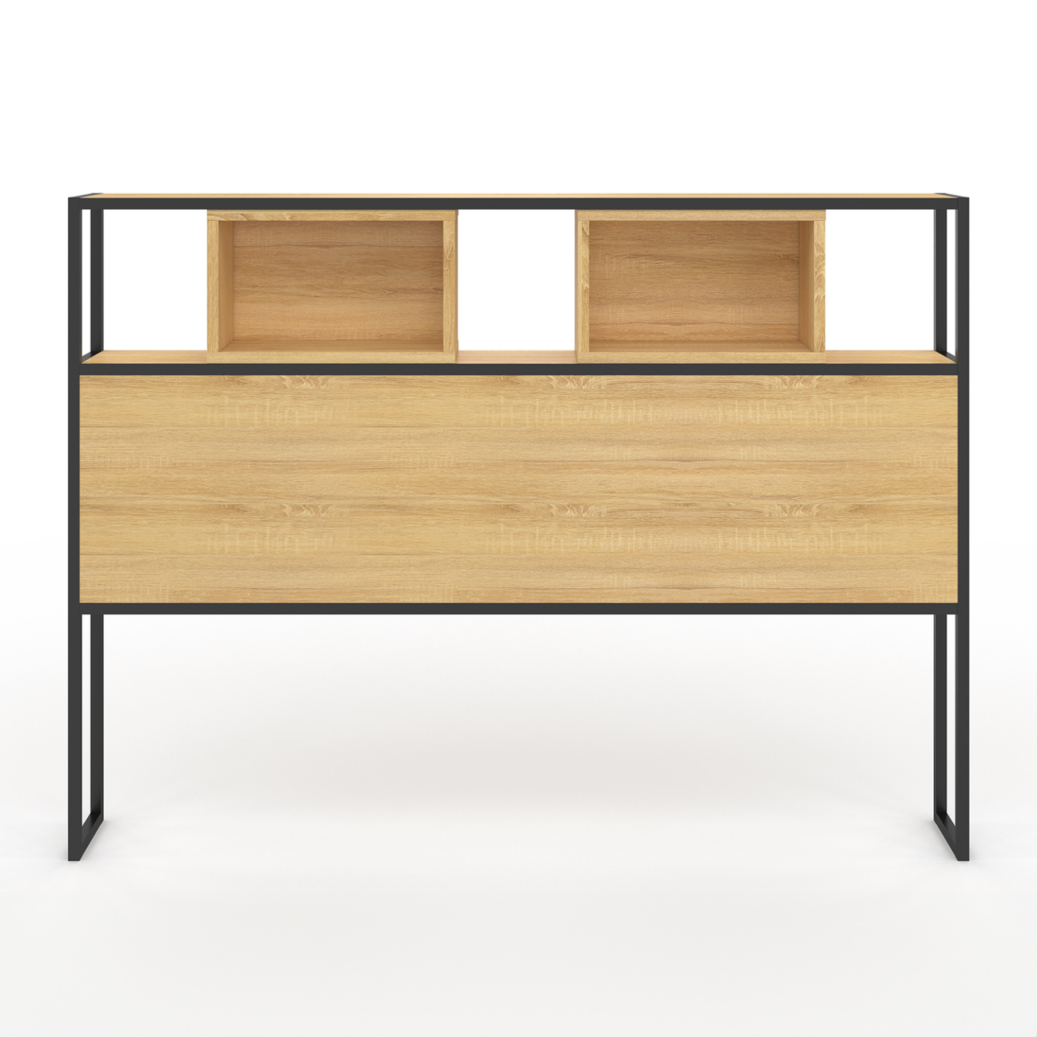 Voir la diapositive 3 : ID MARKET Tête de lit sur pied detroit 165 cm bois et métal noir design industriel