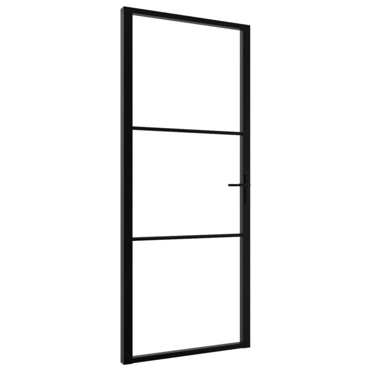 VIDAXL Porte interieure Verre ESG et aluminium 93x201,5 cm Noir
