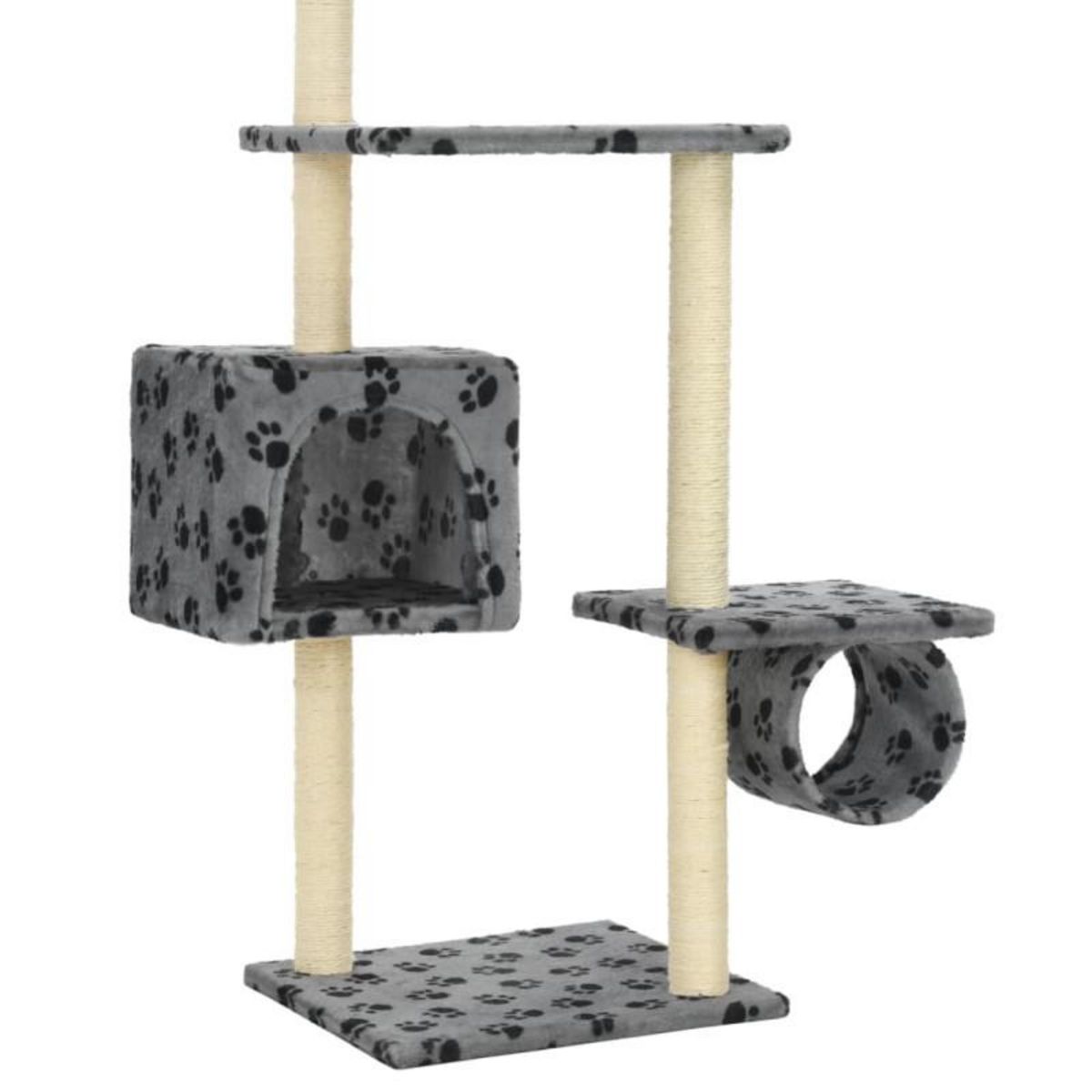 VIDAXL Arbre a chat avec griffoirs en sisal 260 cm Gris Motif pattes