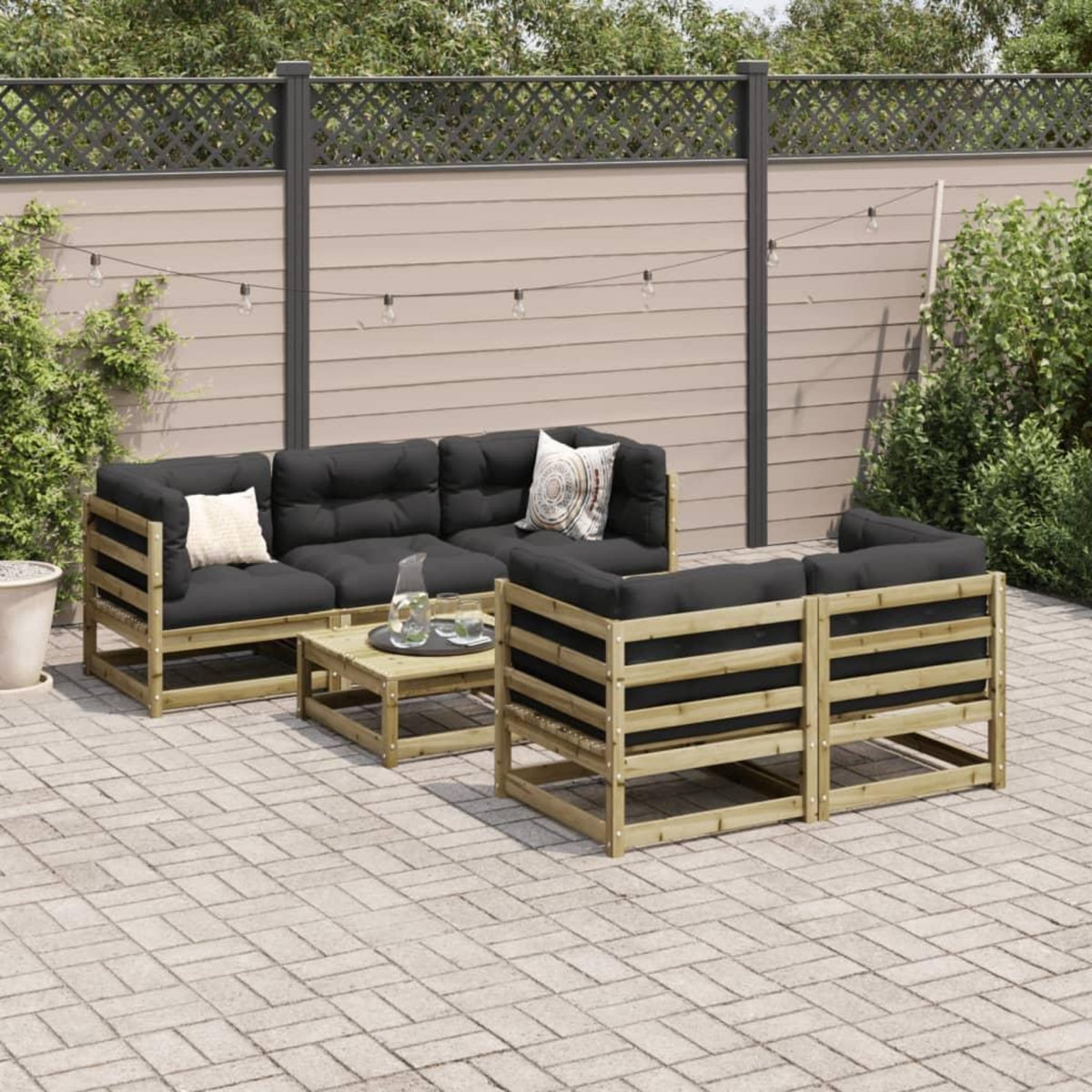 VIDAXL Salon de jardin 6 pcs bois de pin impregne