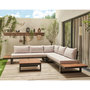 Voir la diapositive 6 : BEST MOBILIER Salome - salon bas de jardin 5 places + table - modulable - bois, métal et coussins beiges