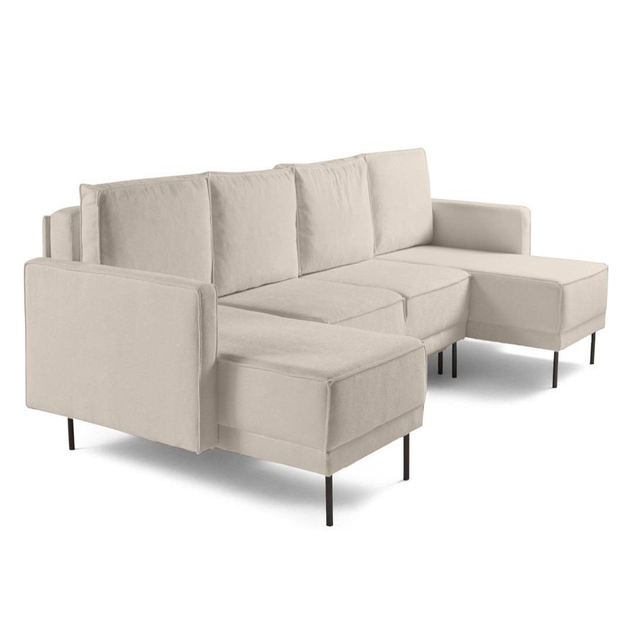 Voir la diapositive 4 : LISA DESIGN Charlie - canapé panoramique en u 7 places - convertible avec coffre - en tissu