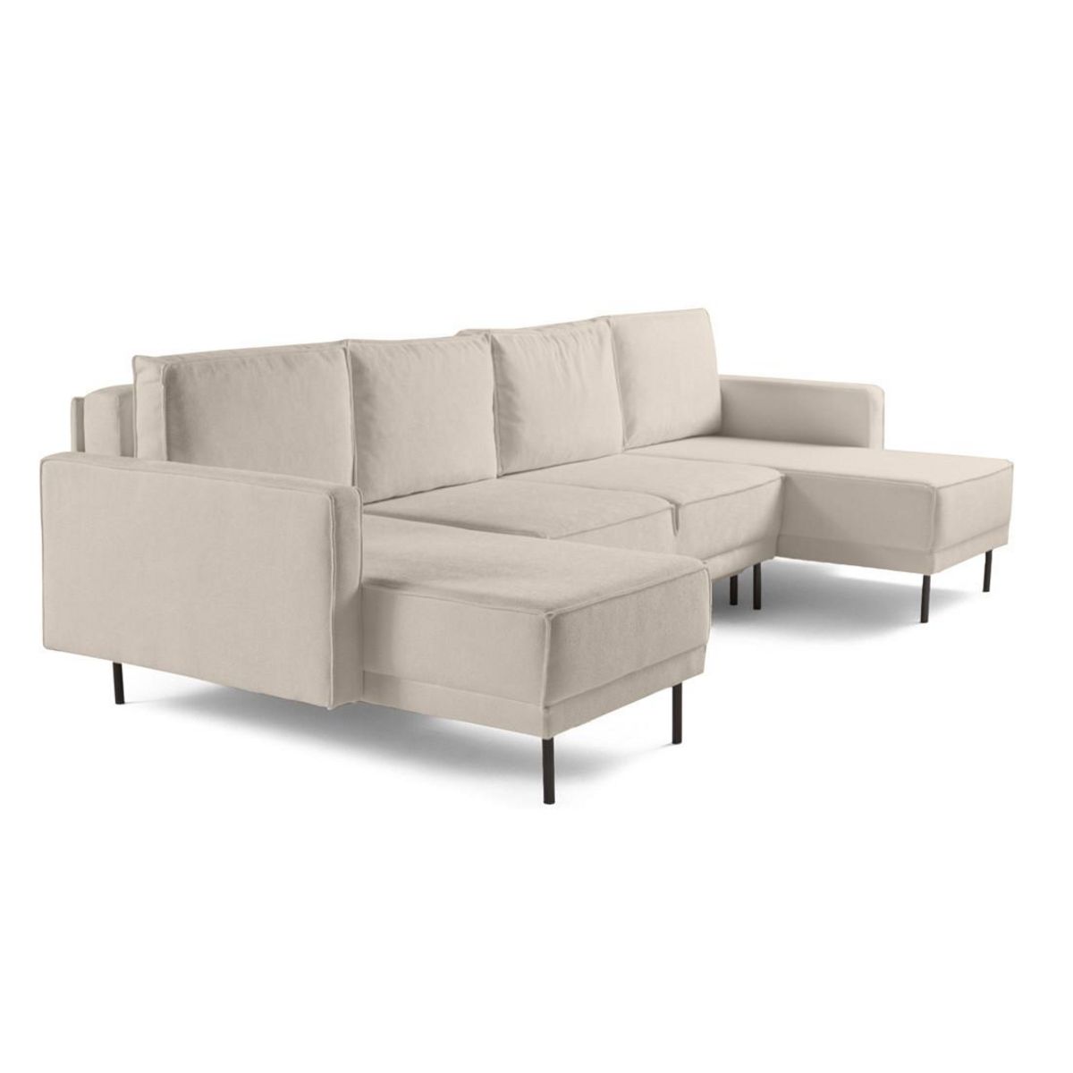 LISA DESIGN Charlie - canapé panoramique en u 7 places - convertible avec coffre - en tissu