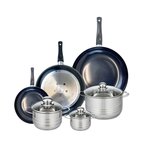 ELO Ensemble de 3 Poêles de cuisson 20, 28 et 32 cm et 3 faitouts 12, 16 et 20 cm Elo Prima Brillant