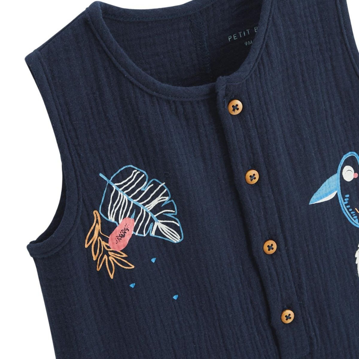 Petit Béguin Combishort bébé en gaze de coton Mexico