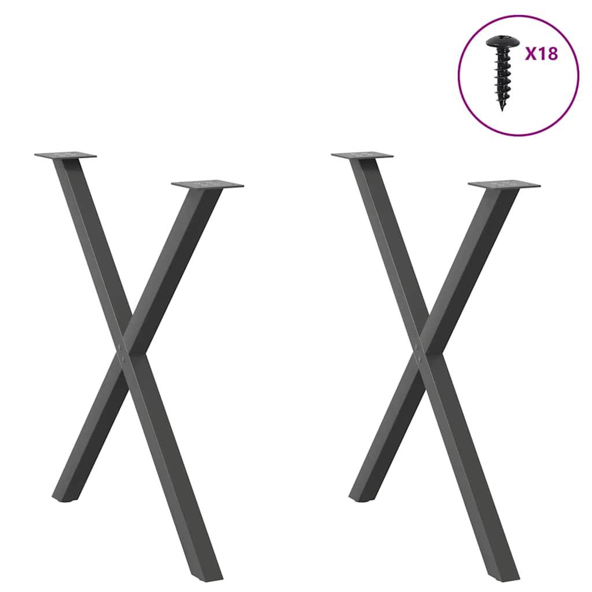 Voir la diapositive 3 : VIDAXL Pieds de table a manger forme de X 2 pcs 80x(72-73) cm acier