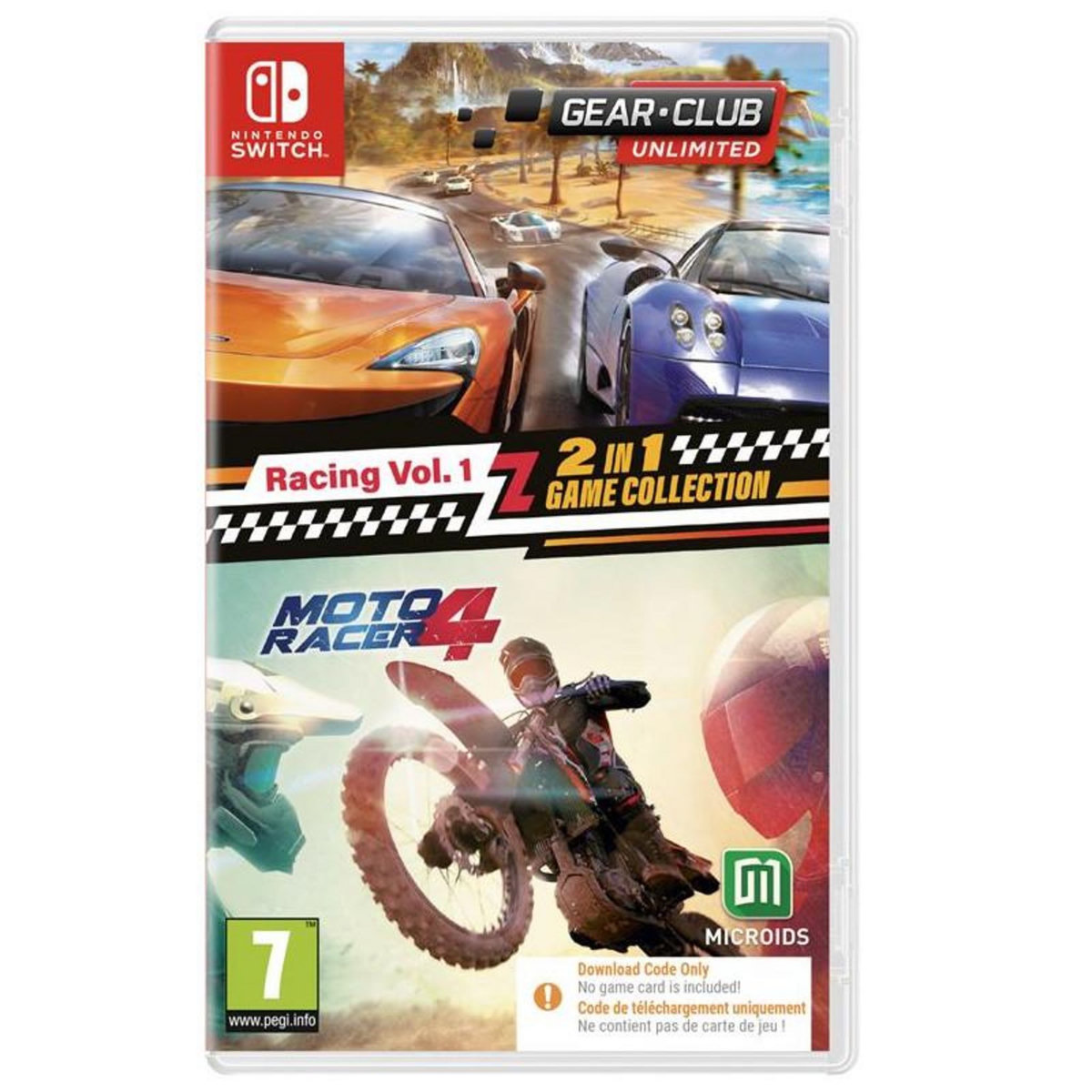 MICROIDS Racing Vol. 1 2 Jeux en 1 Gear Club Unlimited + Moto Racer 4 Code in a box Nintendo Switch