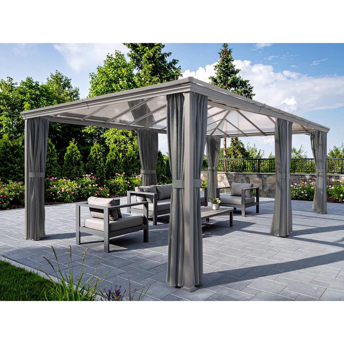 HESPERIDE Pergola Belize en aluminium et polycarbonate 6 x 3,6 m - Hespéride