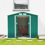 Voir la diapositive 2 : OUTSUNNY Abri de jardin - remise pour outils - cabanon porte verrouillable - dim. 213L x 130l x 185H cm - tôle d'acier vert