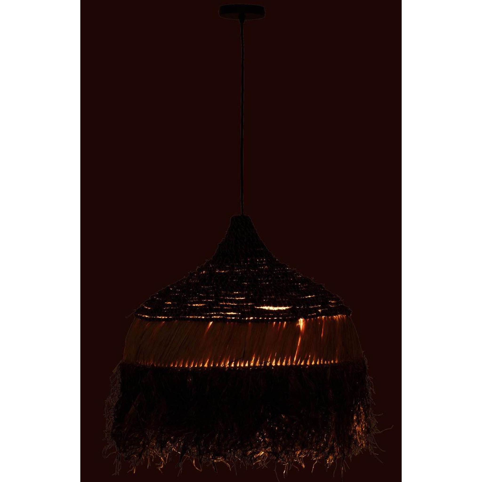 Voir la diapositive 3 : J-LINE Lampe suspension en raphia  lombok  60cm noir