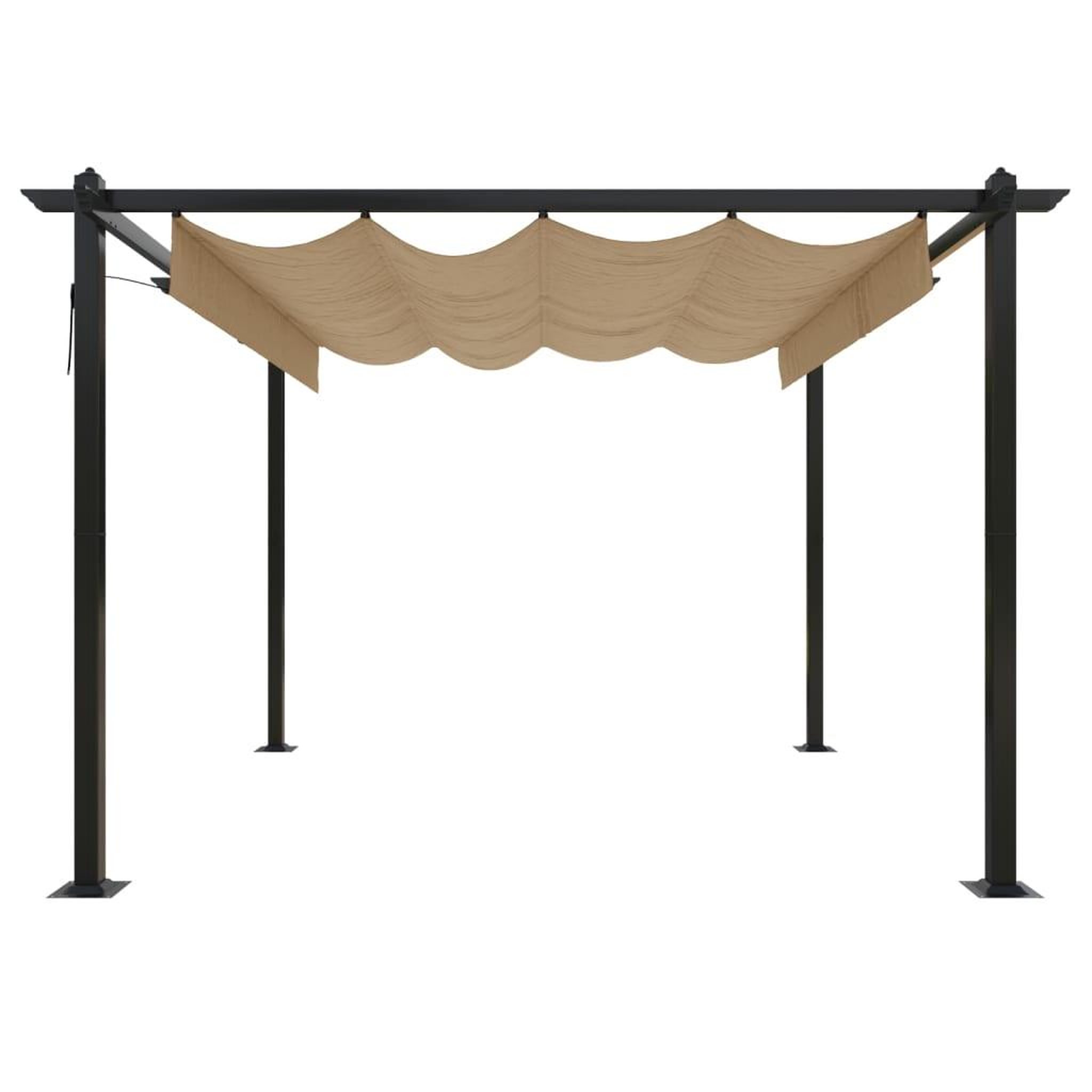 Voir la diapositive 3 : VIDAXL Tonnelle de jardin avec toit retractable 3x3 m Taupe
