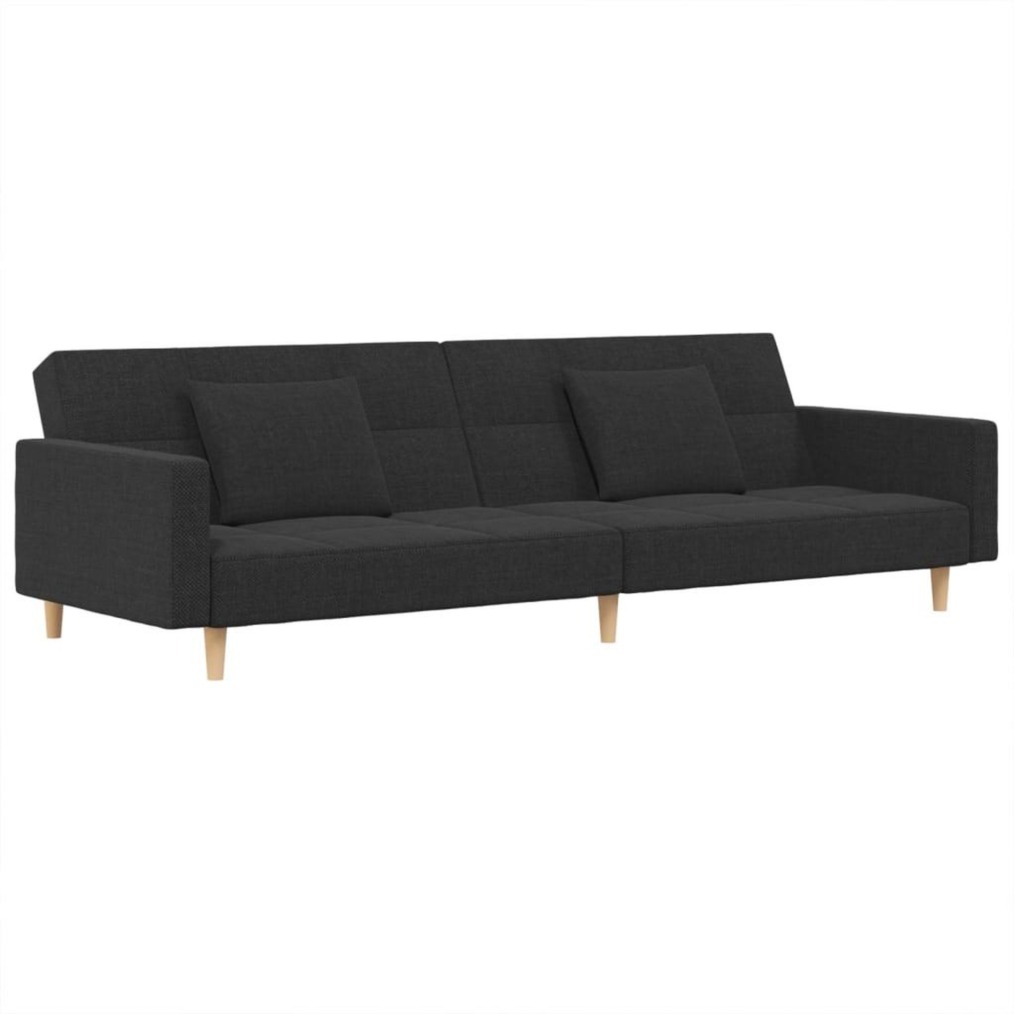 Voir la diapositive 2 : VIDAXL Canape-lit a 2 places avec deux oreillers Gris fonce Tissu