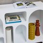 Voir la diapositive 3 : SWEEEK Buffet organique plusieurs niches 6 compartiments. buffet bas. effet bois blanc 120cm