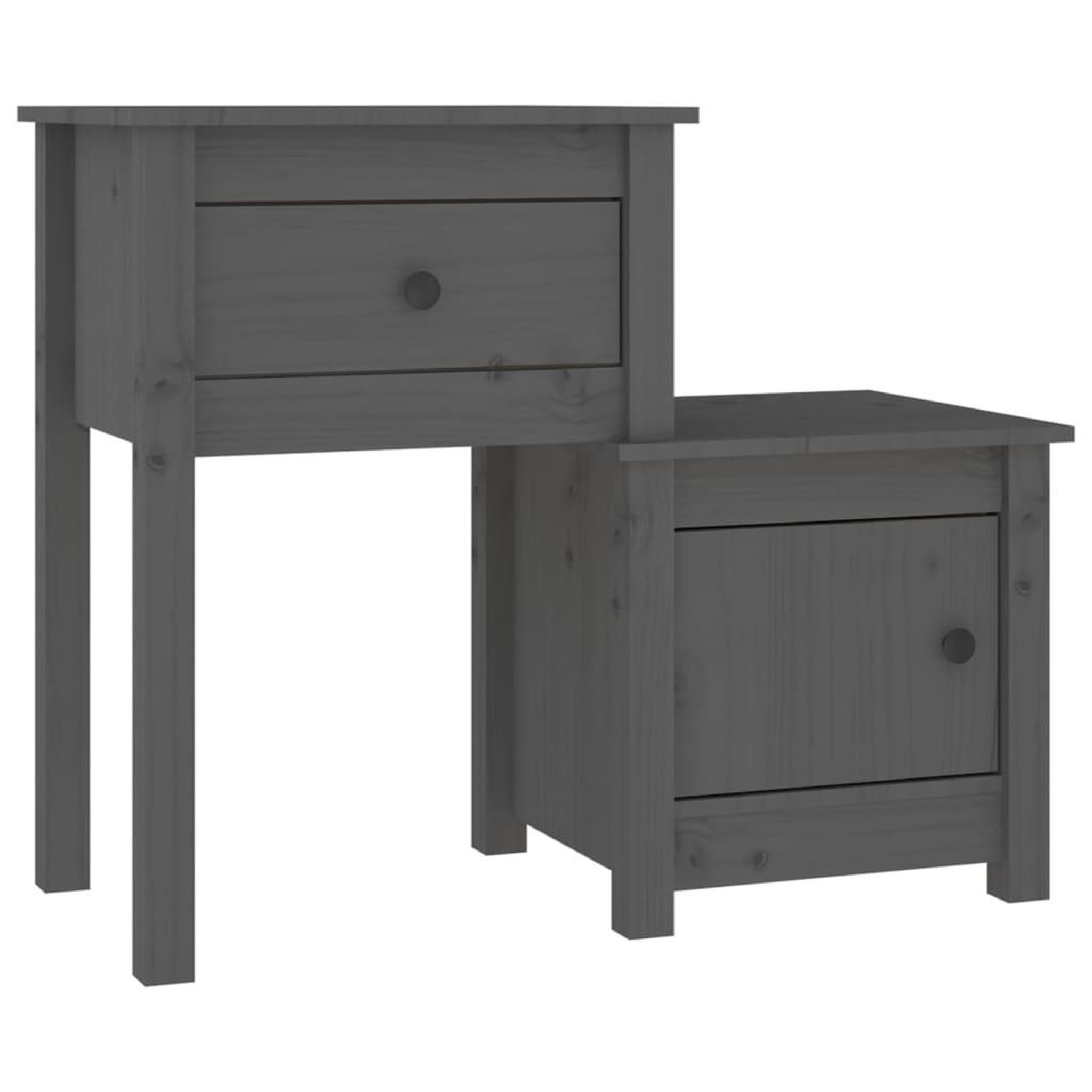 Voir la diapositive 3 : VIDAXL Tables de chevet 2 pcs Gris 79,5x38x65,5 cm Bois de pin massif