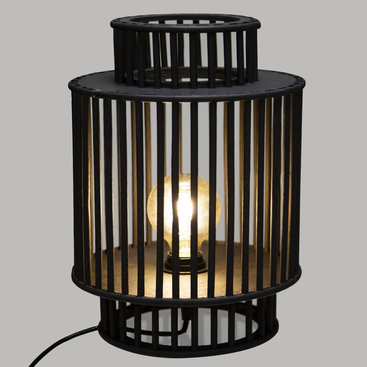 ATMOSPHERA Lampe à poser en bambou Lyxia - H. 35 cm - Noir