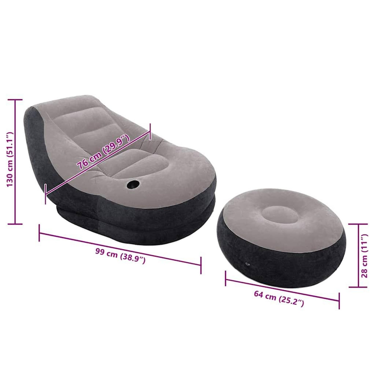 INTEX Ensemble fauteuil + pouf gonflables Ultra Lounge - Intex
