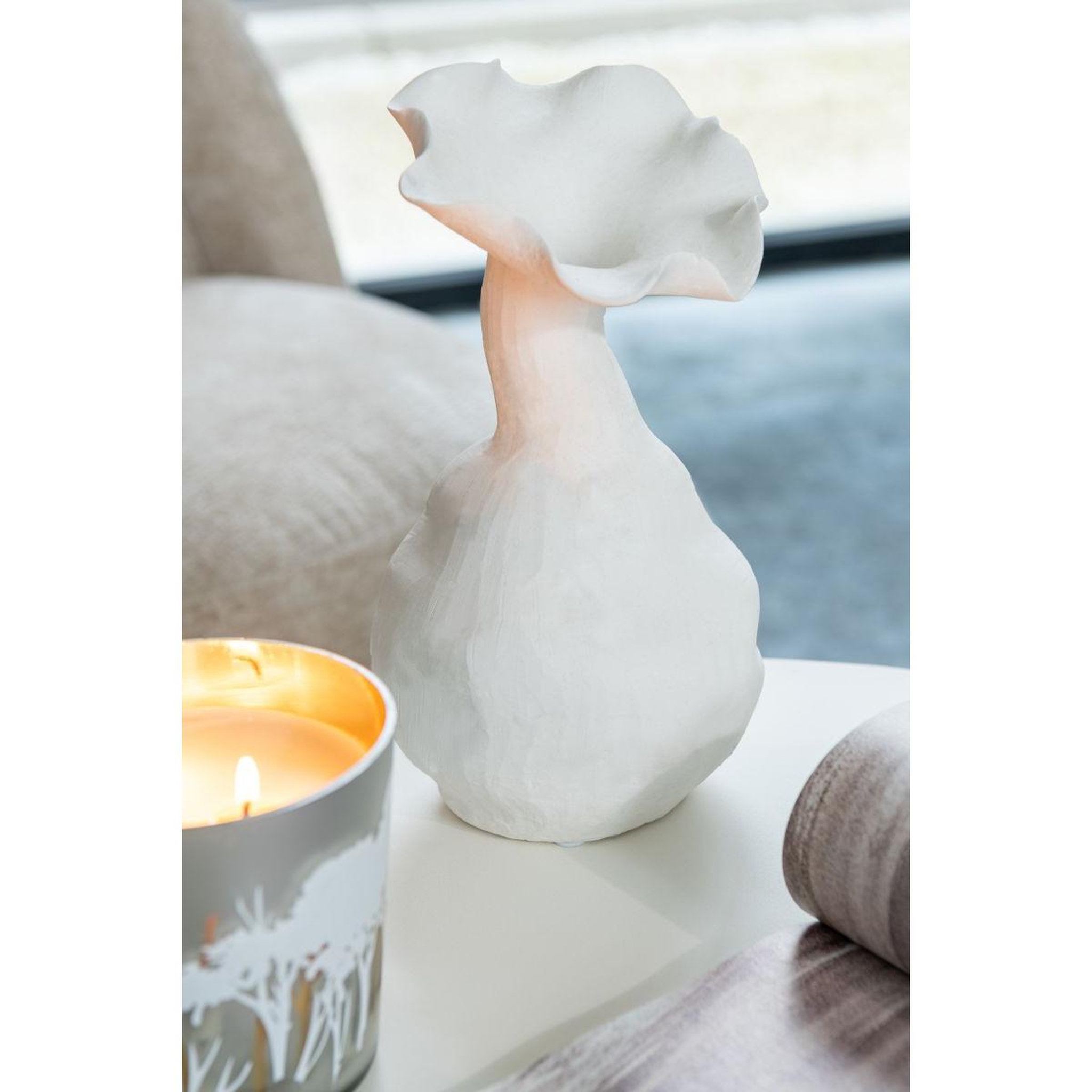 Voir la diapositive 3 : J-LINE Vase déco en céramique  helix  24cm blanc