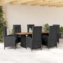 Voir la diapositive 1 : VIDAXL Ensemble a manger de jardin coussins 7pcs Noir Resine tressee