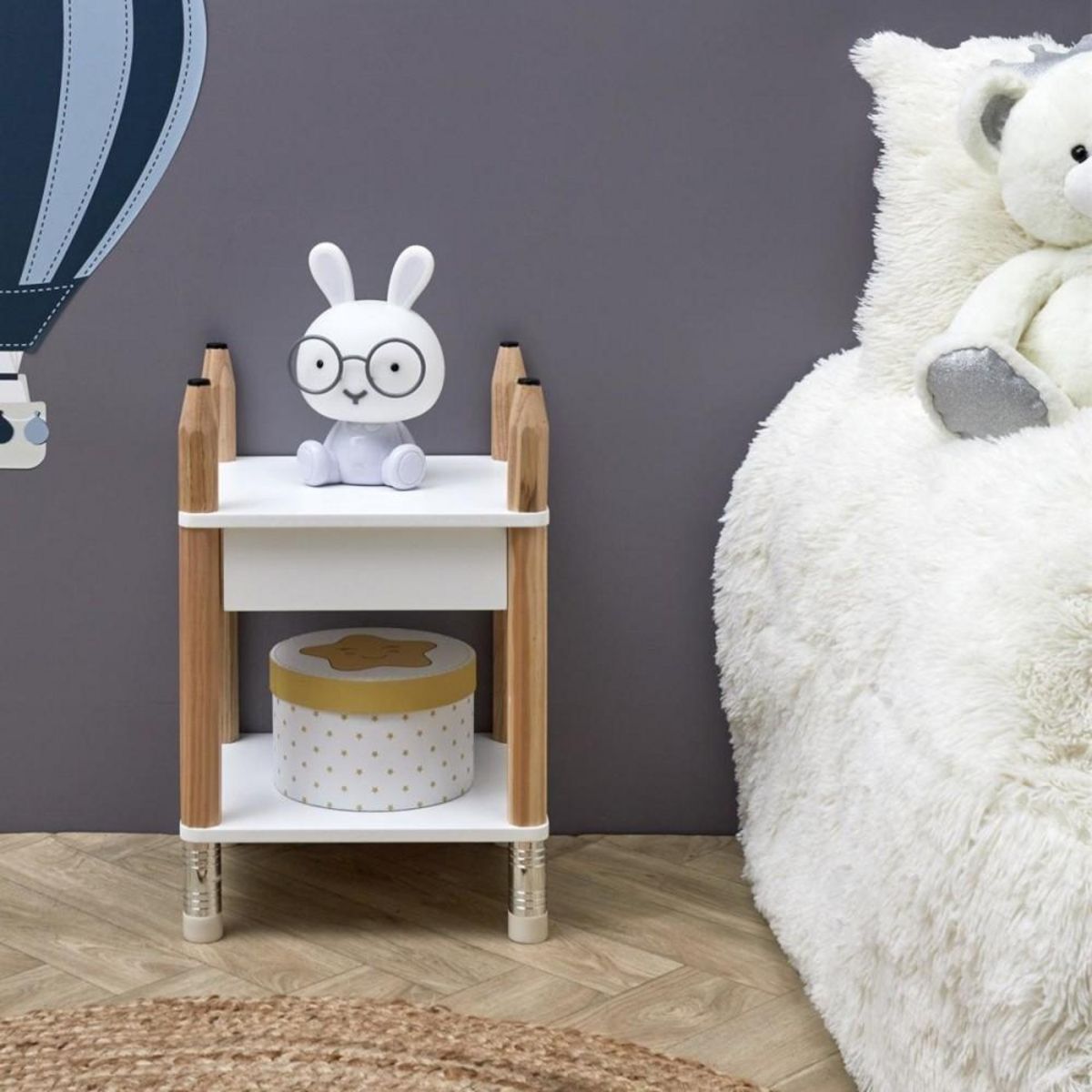 The Home Deco Factory Table de chevet pour enfant blanche