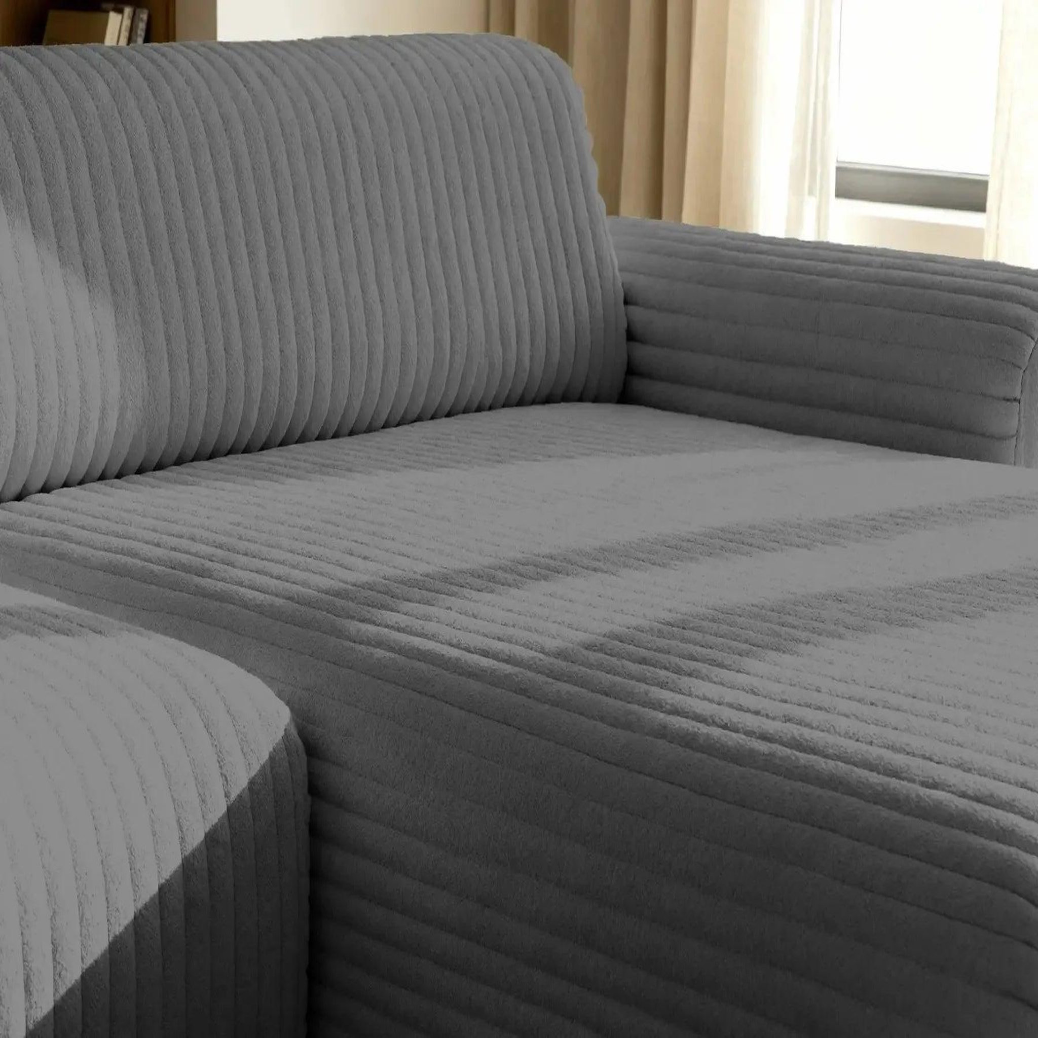 Voir la diapositive 5 : CASANOVA PARIS MILA - Canapé d'angle velours côtelé 3 places Droit