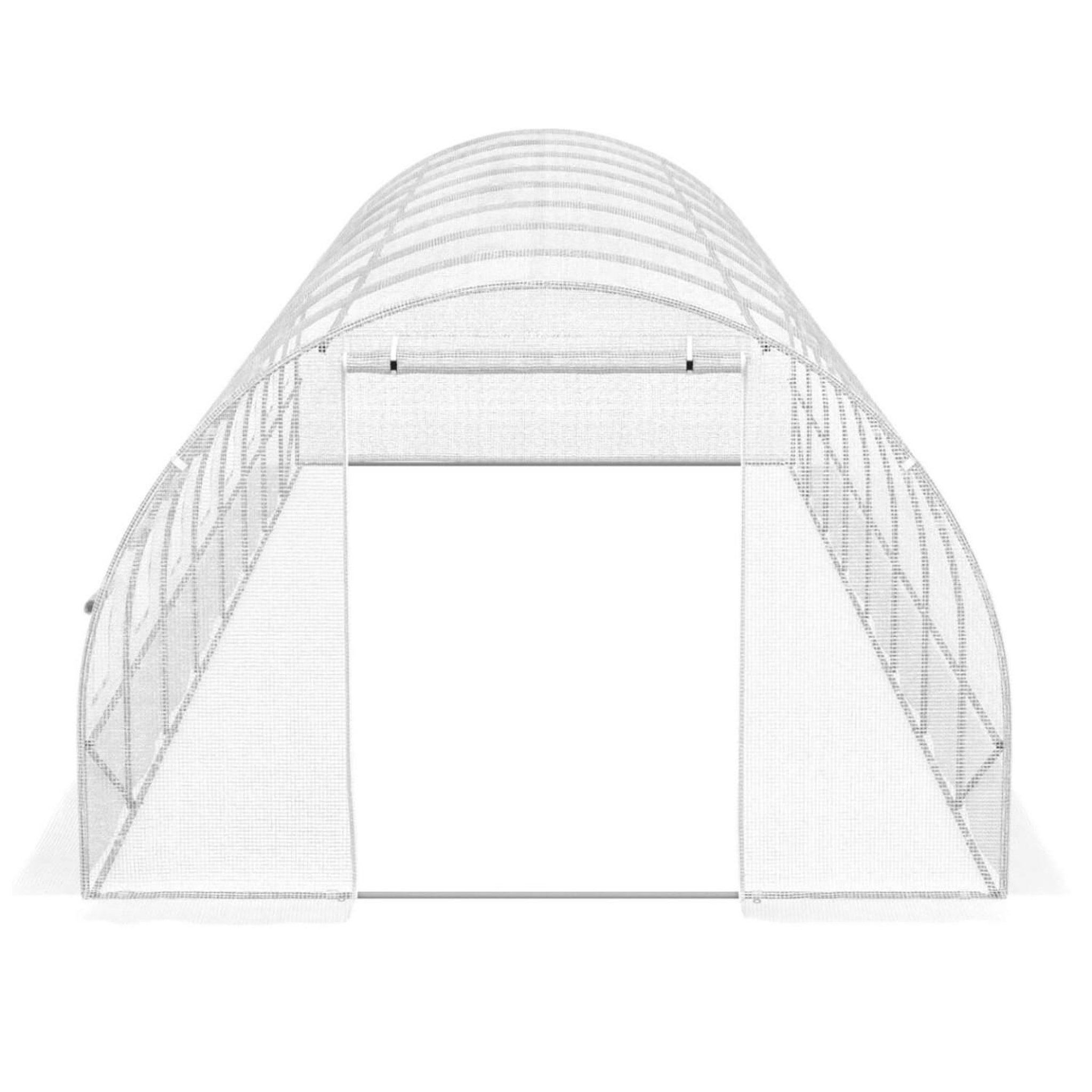 Voir la diapositive 4 : ID MARKET Serre de jardin tunnel 24m² 8 x 3 x 2 m acier galvanisé + bâche anti-uv avec porte et fenêtres des andes blanche