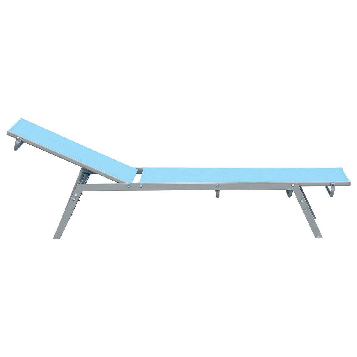 OUTSUNNY Bain de soleil transat - chaise longue - design contemporain - dossier inclinable multi-positions - métal époxy textilène bleu ciel - dim. 170 x 58 x 97 cm