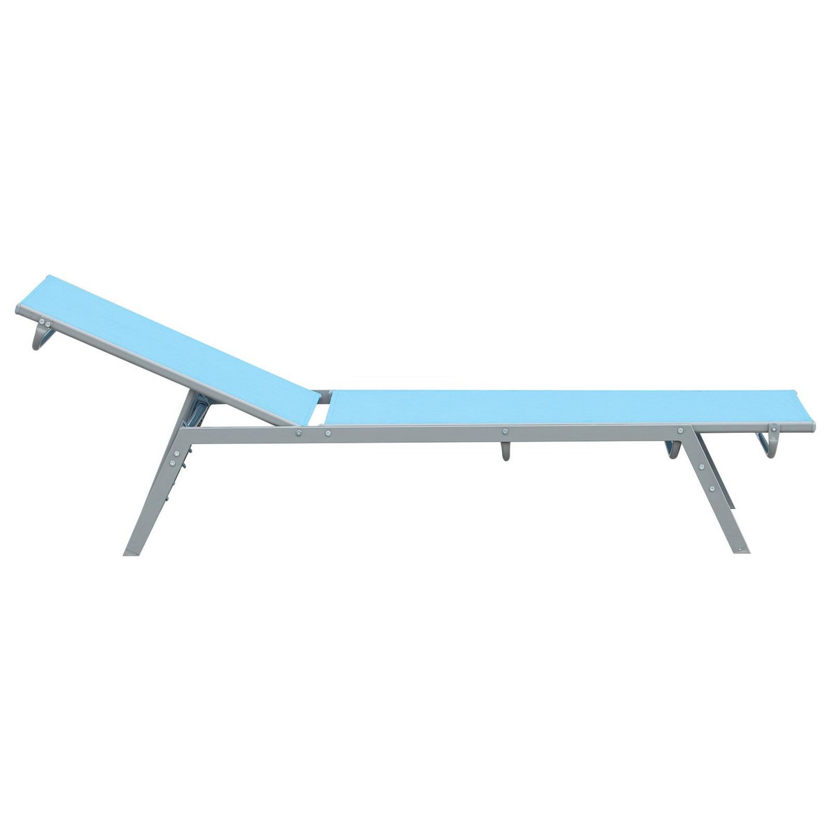 OUTSUNNY Bain de soleil transat - chaise longue - design contemporain - dossier inclinable multi-positions - métal époxy textilène bleu ciel - dim. 170 x 58 x 97 cm