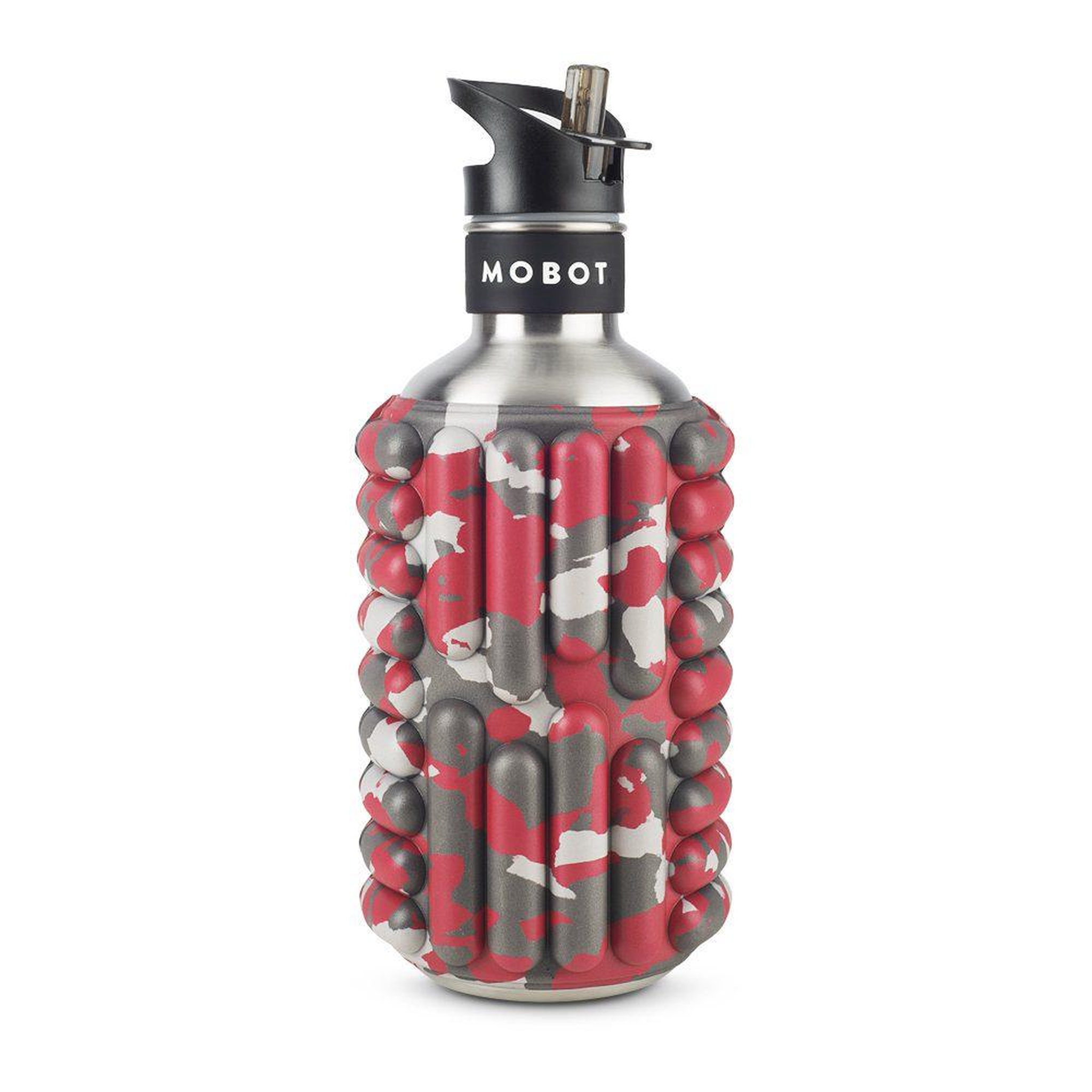 MOBOT Bouteille de sport - mobot - fonction 2 en 1 rouleau de massage - rouge métal