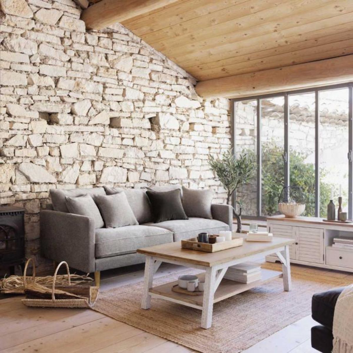 ATMOSPHERA Canapé 3 Places en Tissu  Candice  194cm Beige