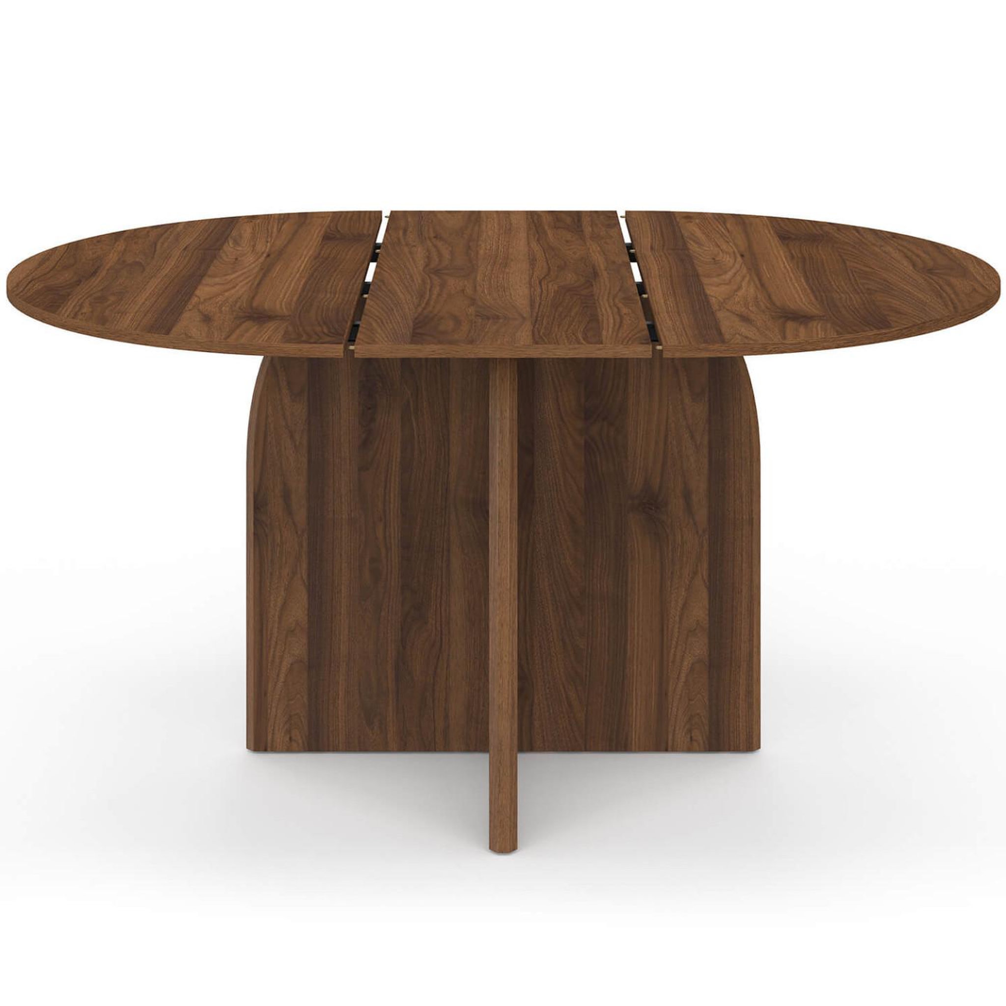 Voir la diapositive 3 : ID MARKET Table à manger extensible japandi ronde edith 4-8 personnes pied central design arrondi noyer 110-150 cm