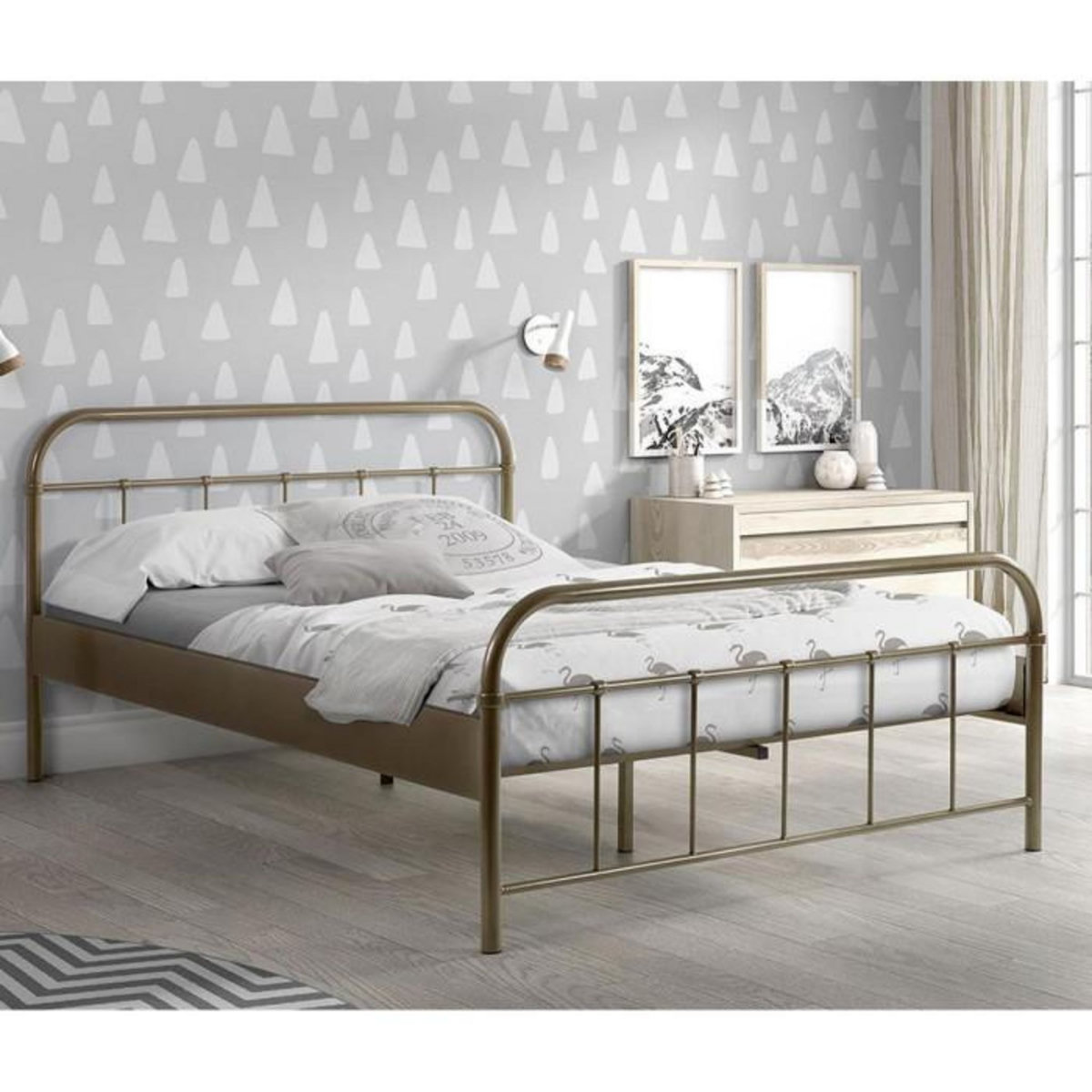 Paris Prix Pack - Lit Enfant & Sommier  Boston  140x200cm Bronze