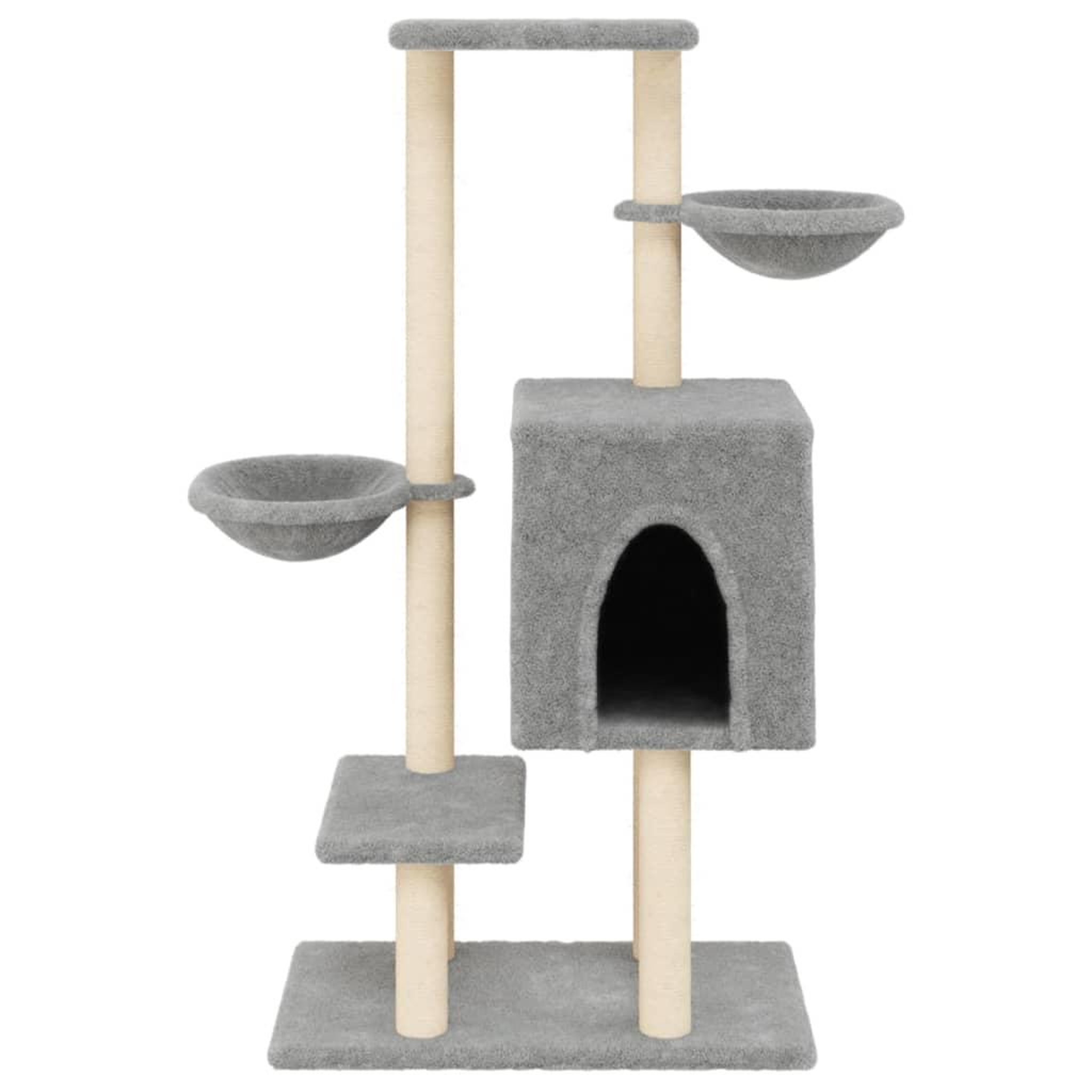 Voir la diapositive 4 : VIDAXL Arbre a chat avec griffoirs en sisal gris clair 117 cm