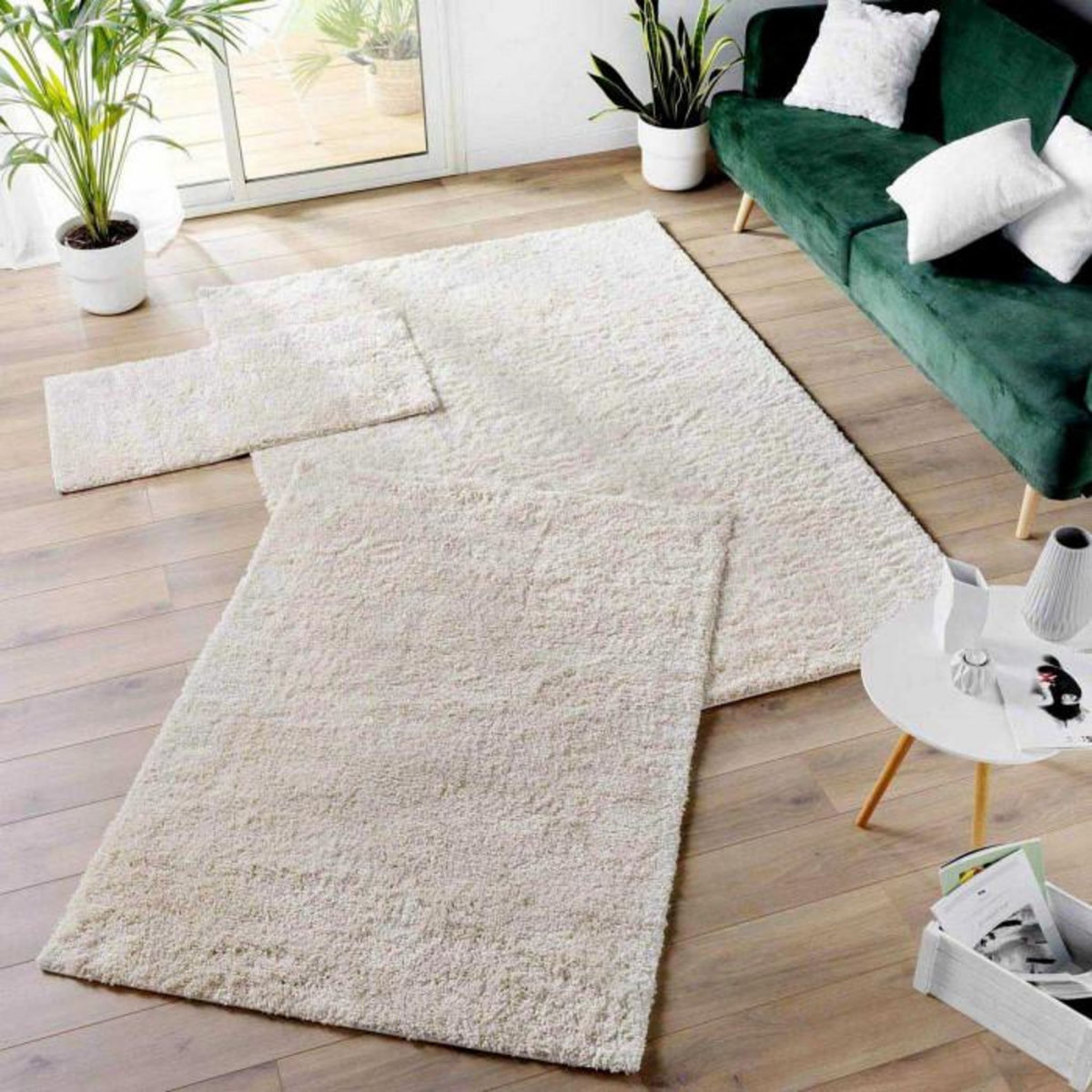 Paris Prix Tapis Shaggy Uni  Tango  60x110cm Naturel