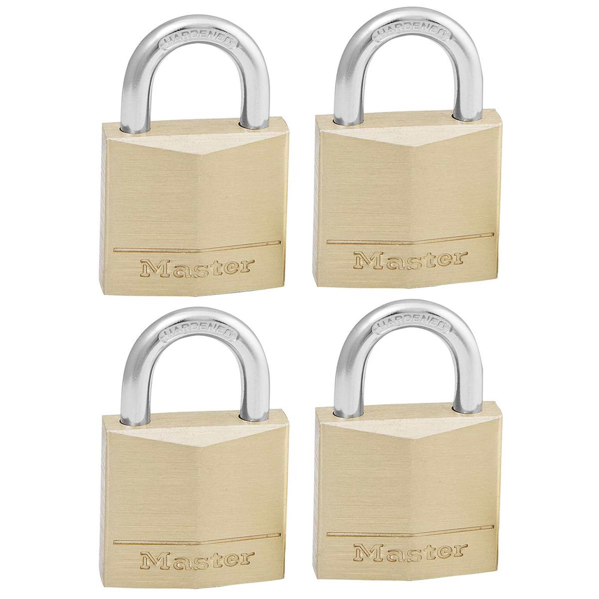 Master lock 130eurqnop lot de 4 cadenas à clé en laiton, doré, 4,9 x 3 x 1,2 cm