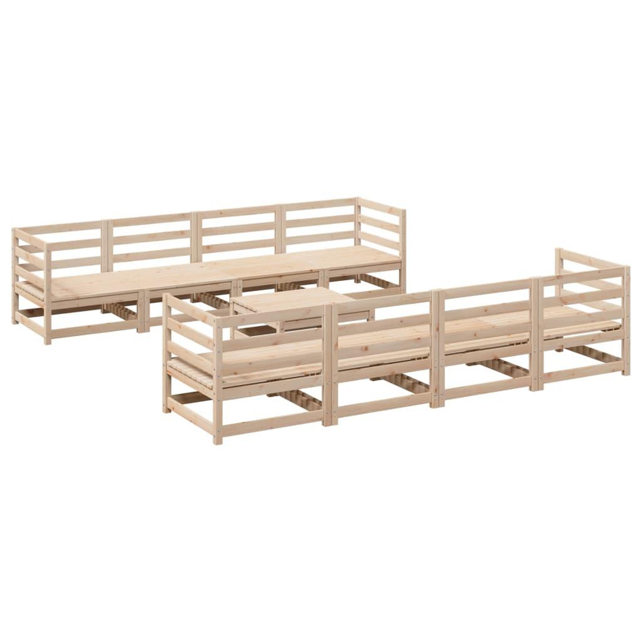 Voir la diapositive 2 : VIDAXL Salon de jardin 9 pcs bois de pin massif