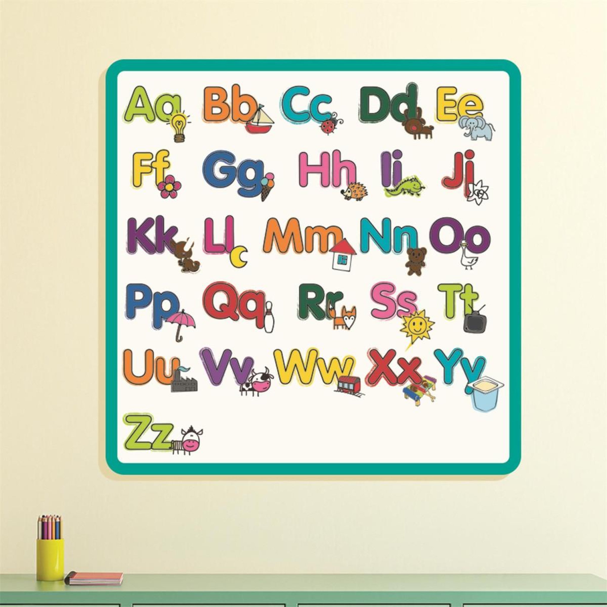 Voir la diapositive 3 : Jeux 2 momes Lettres à colorier & 5 feutres  alphabet  50x50cm blanc