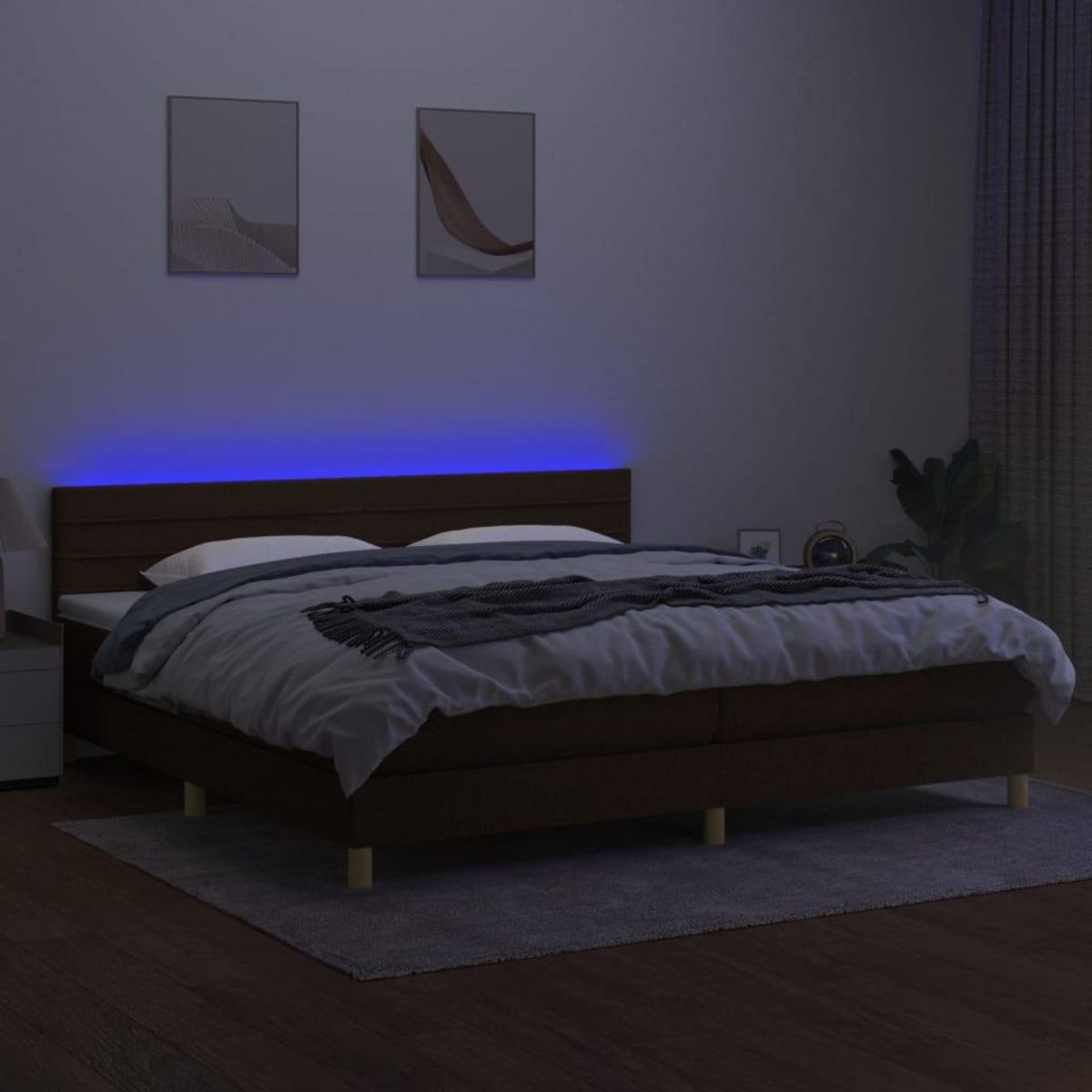 VIDAXL Sommier a lattes de lit matelas et LED Marron fonce 200x200 cm