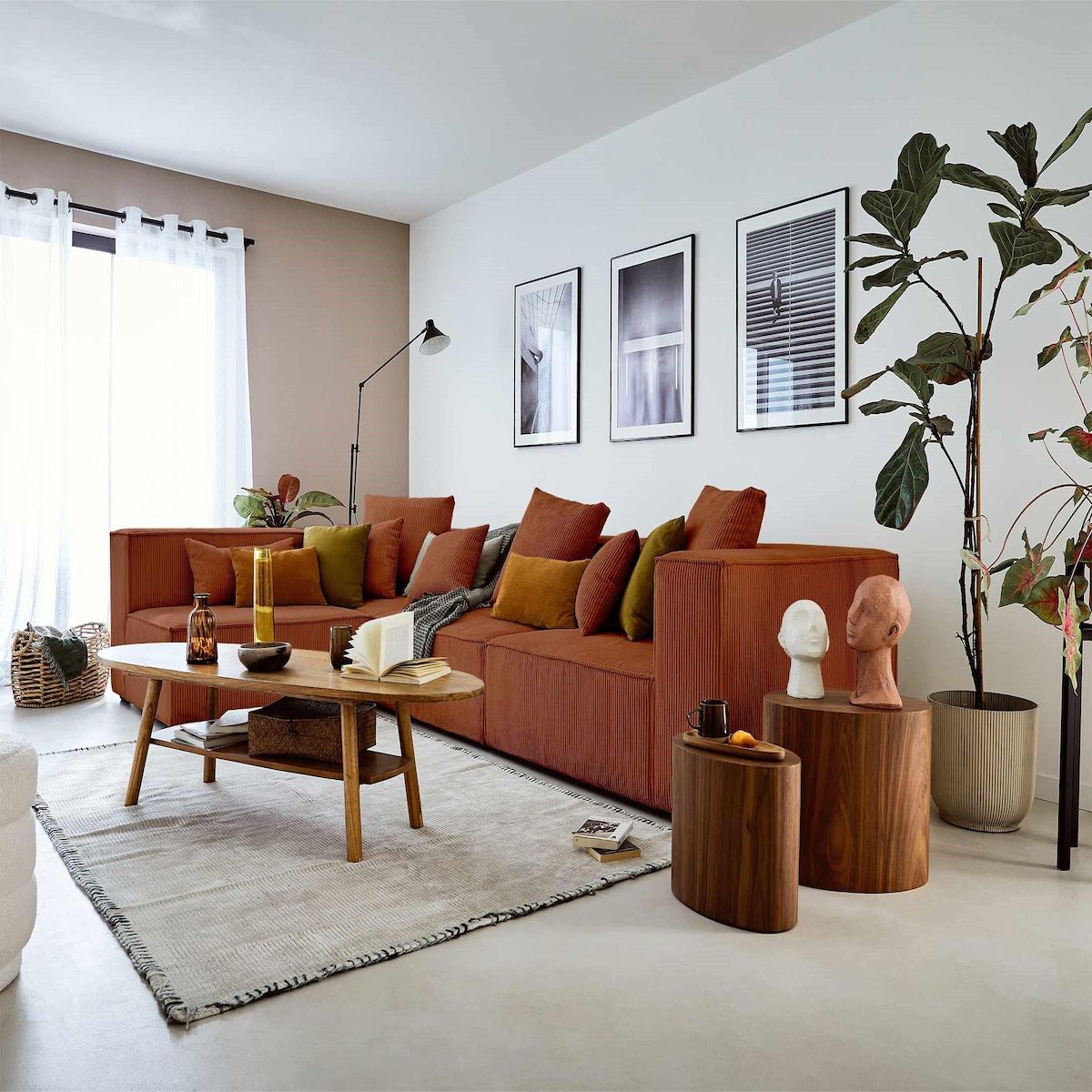 LISA DESIGN Colombine - canapé modulable d'angle gauche - 6 places - en velours côtelé