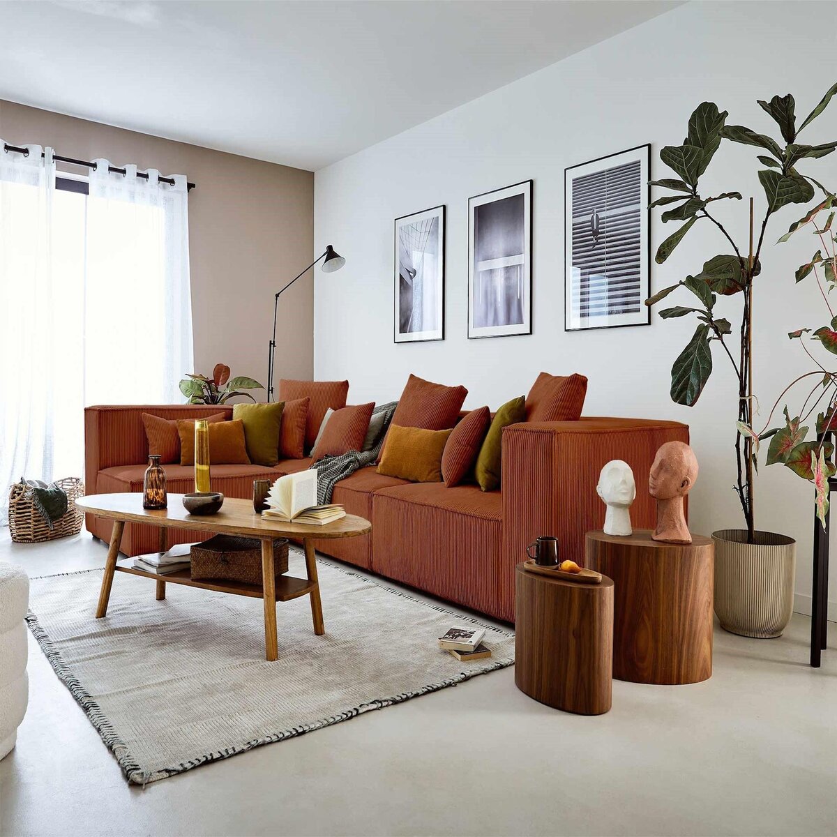 LISA DESIGN Colombine - canapé modulable d'angle gauche - 6 places - en velours côtelé