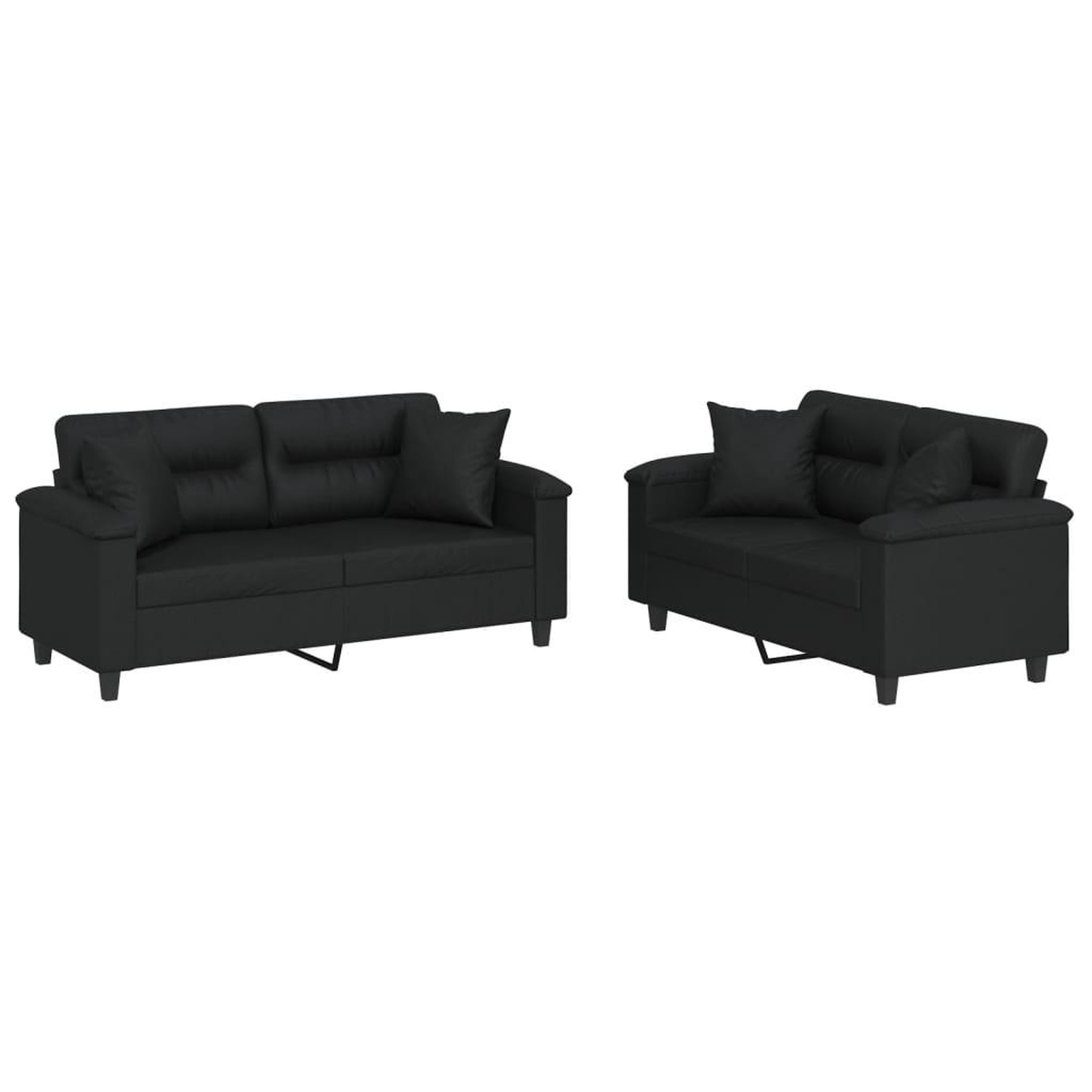 Voir la diapositive 2 : VIDAXL Ensemble de canapes 2 pcs avec coussins noir similicuir