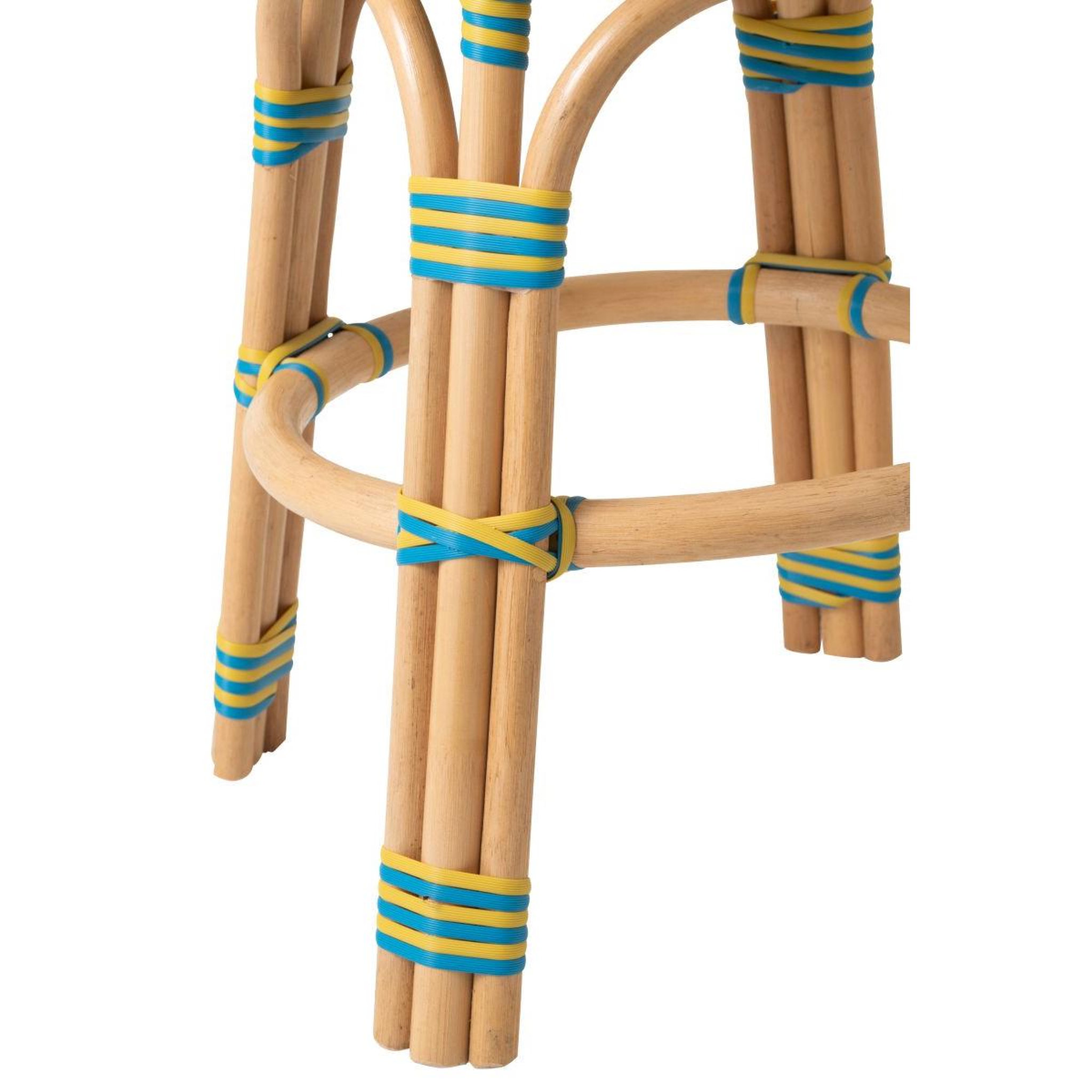 Voir la diapositive 4 : J-LINE Tabouret en rotin  geo  46cm jaune & bleu