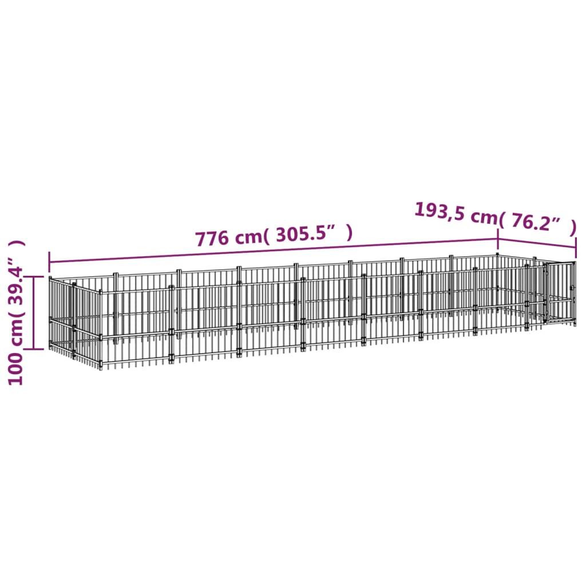 Voir la diapositive 6 : VIDAXL Chenil d'exterieur pour chiens Acier 15,02 m²