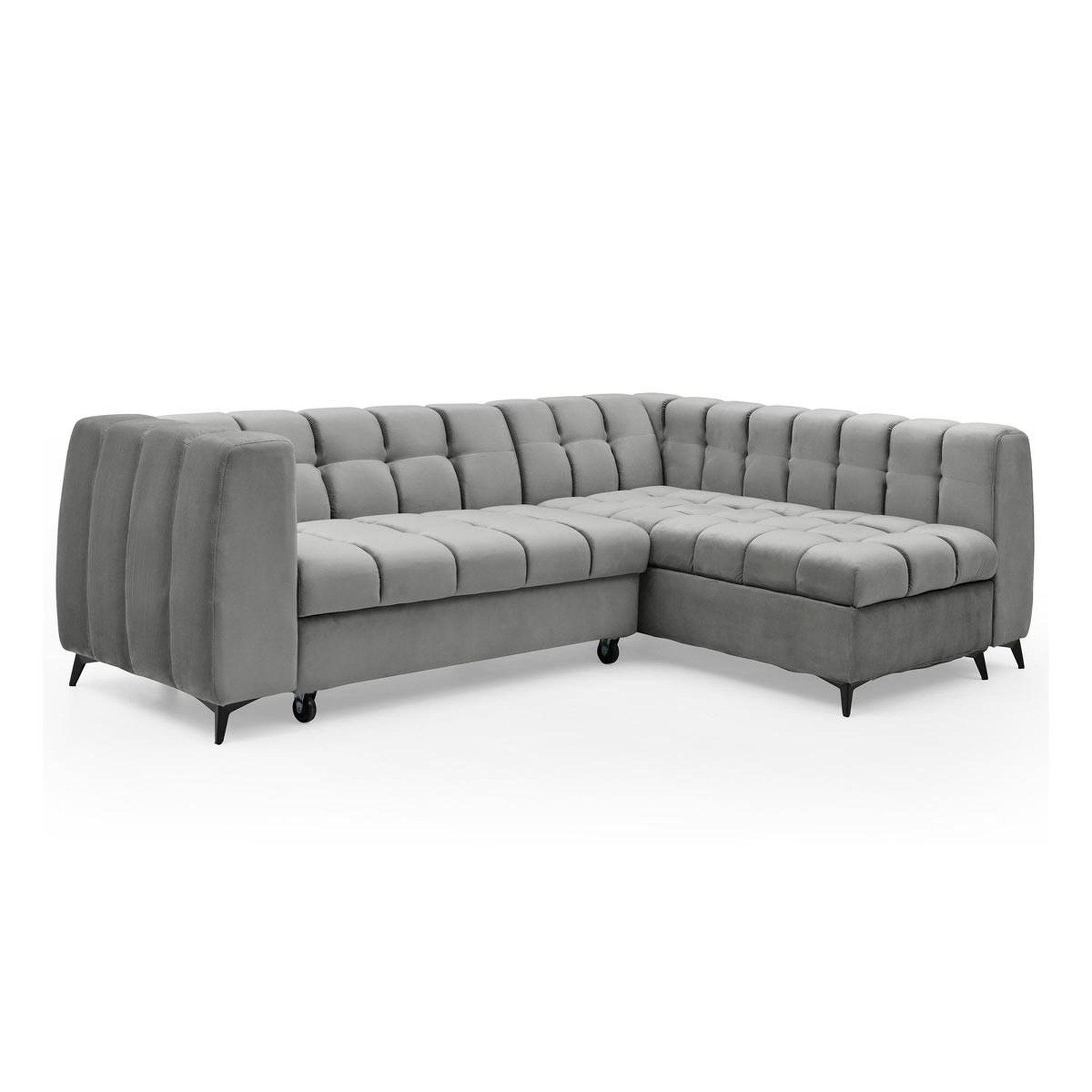 Voir la diapositive 2 : Paris Prix Canapé d'angle convertible 5 places  casey  247cm gris