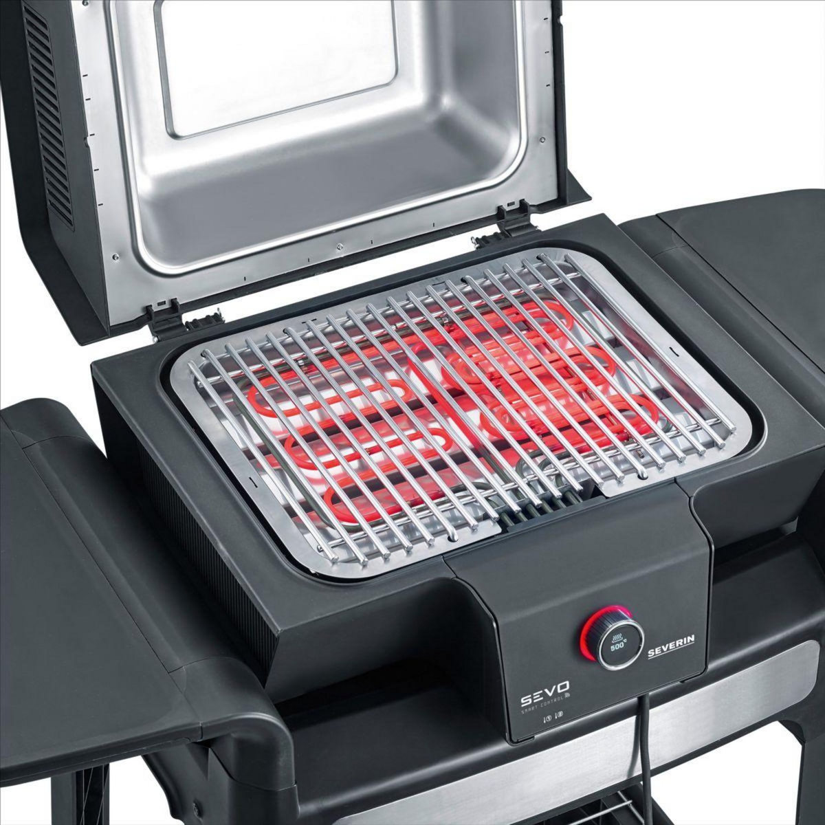 SEVERIN Barbecue électrique PG8139 noir sur chariot sonde connectée 41.5x31.5 cm