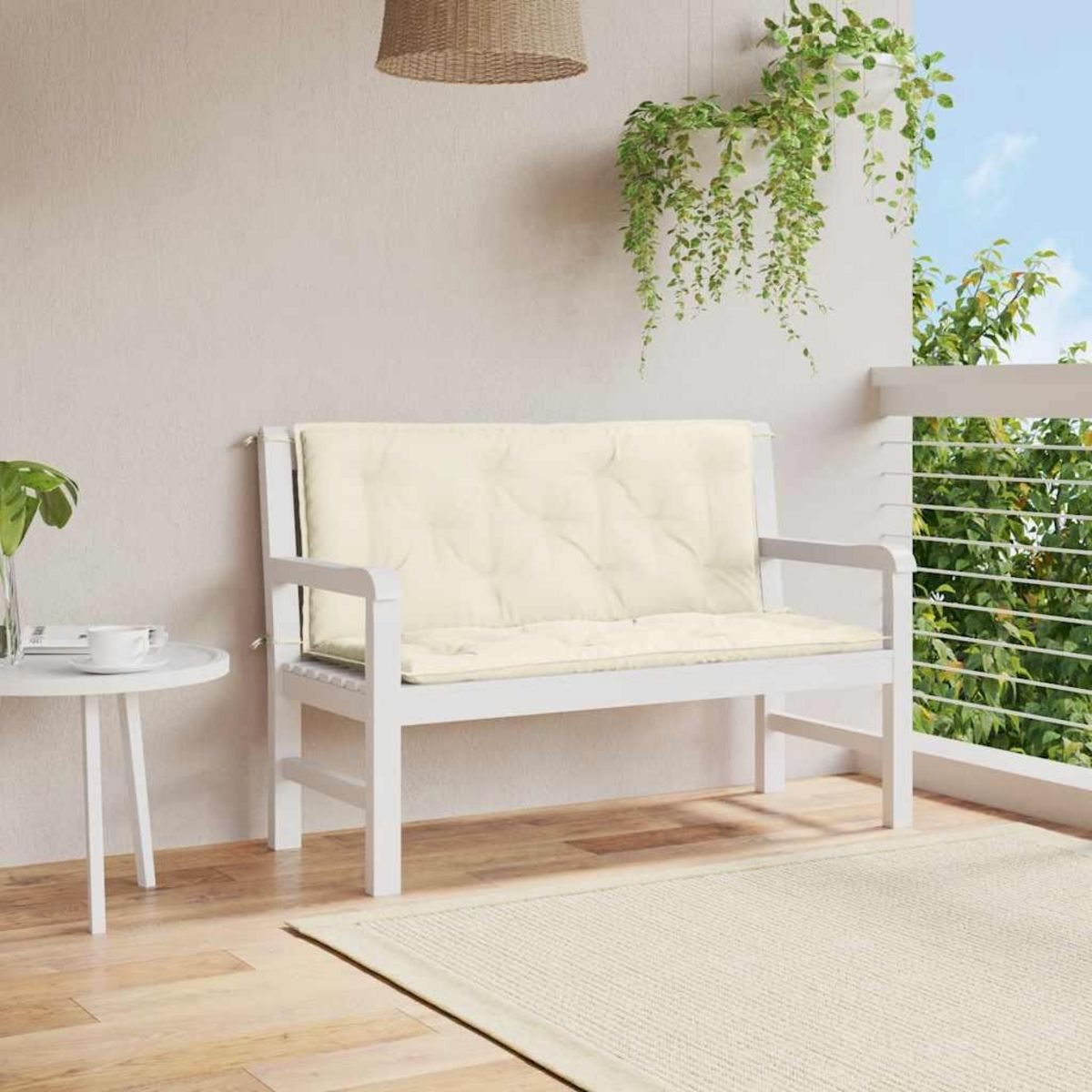 VIDAXL Coussin de banc de jardin blanc creme tissu oxford