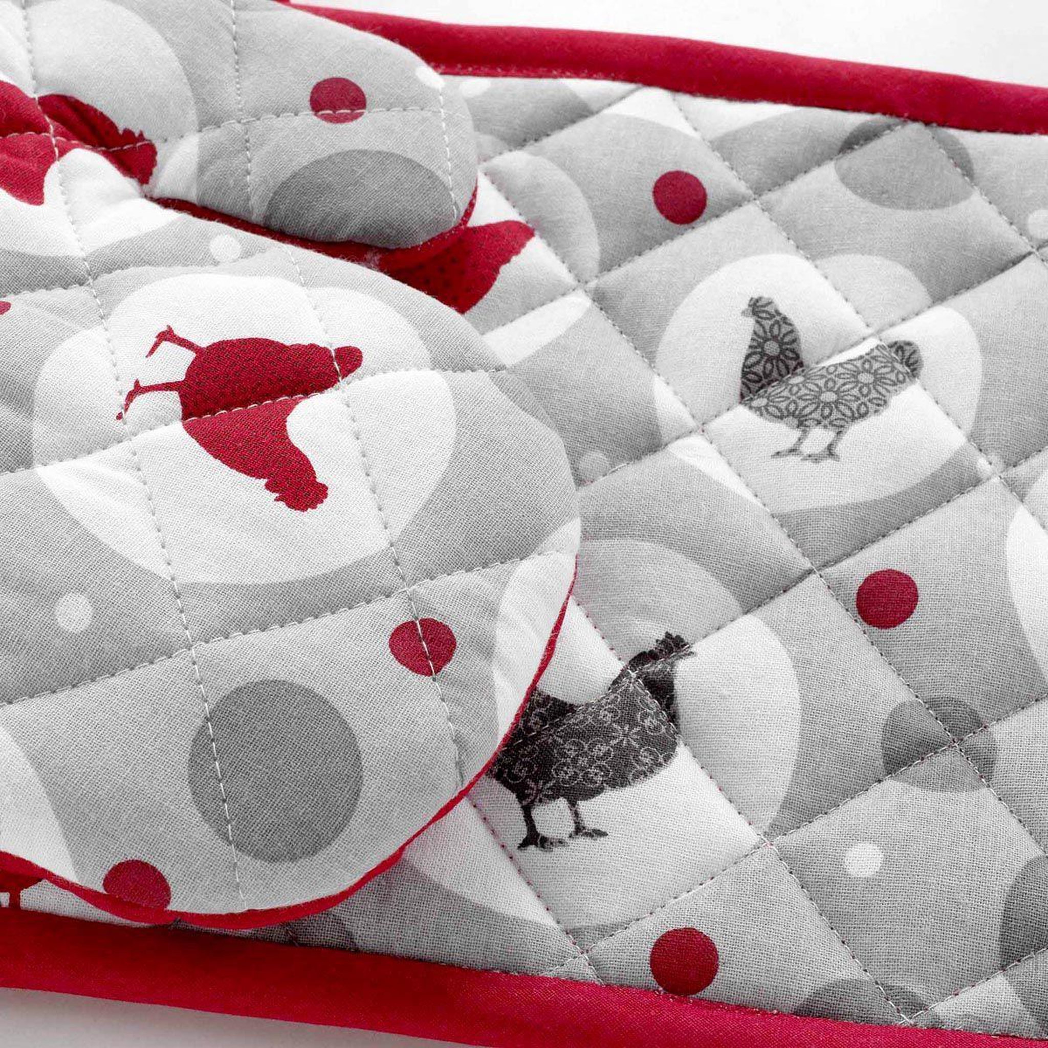 Voir la diapositive 2 : Douceur d'Intérieur Gant & manique imprimé  suzette  28cm rouge