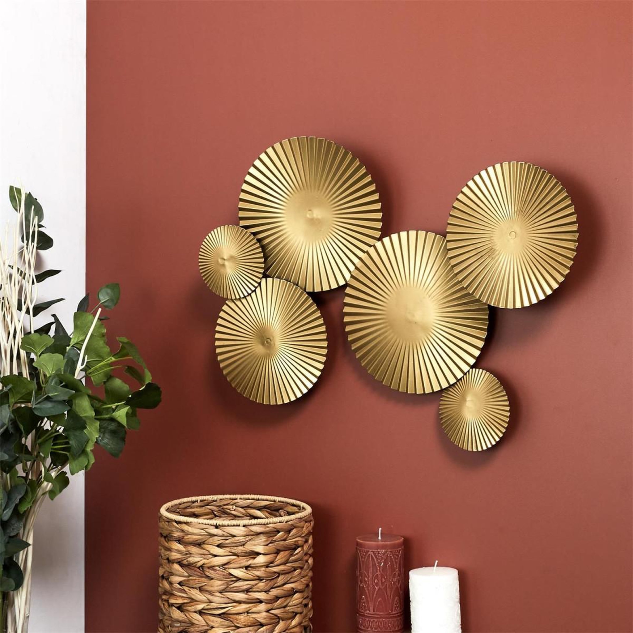 Voir la diapositive 3 : The Home Deco Factory Décoration Murale Design  Cercle  63cm Or