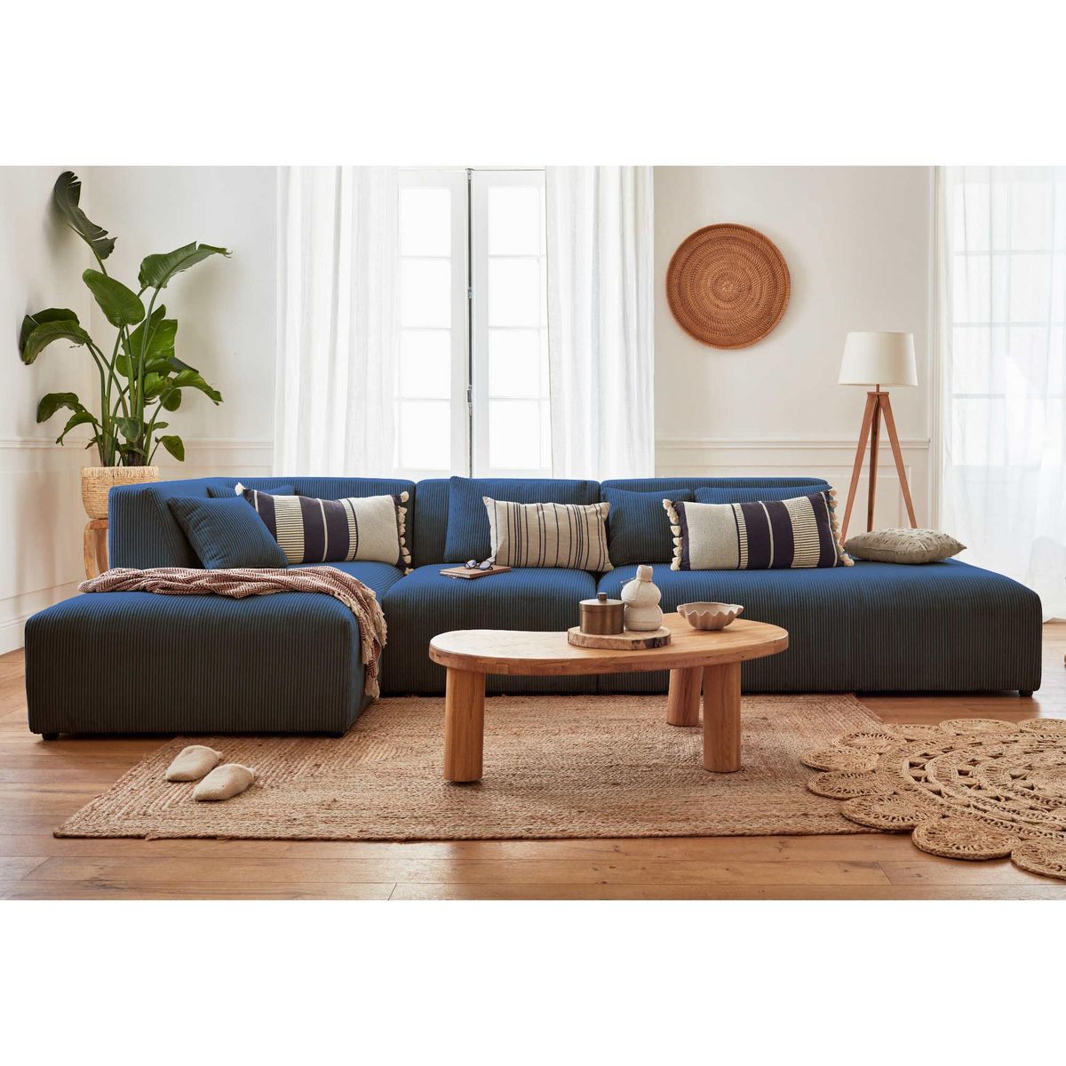 LISA DESIGN Victoire - canapé modulable d'angle gauche - 5 places - en velours côtelé