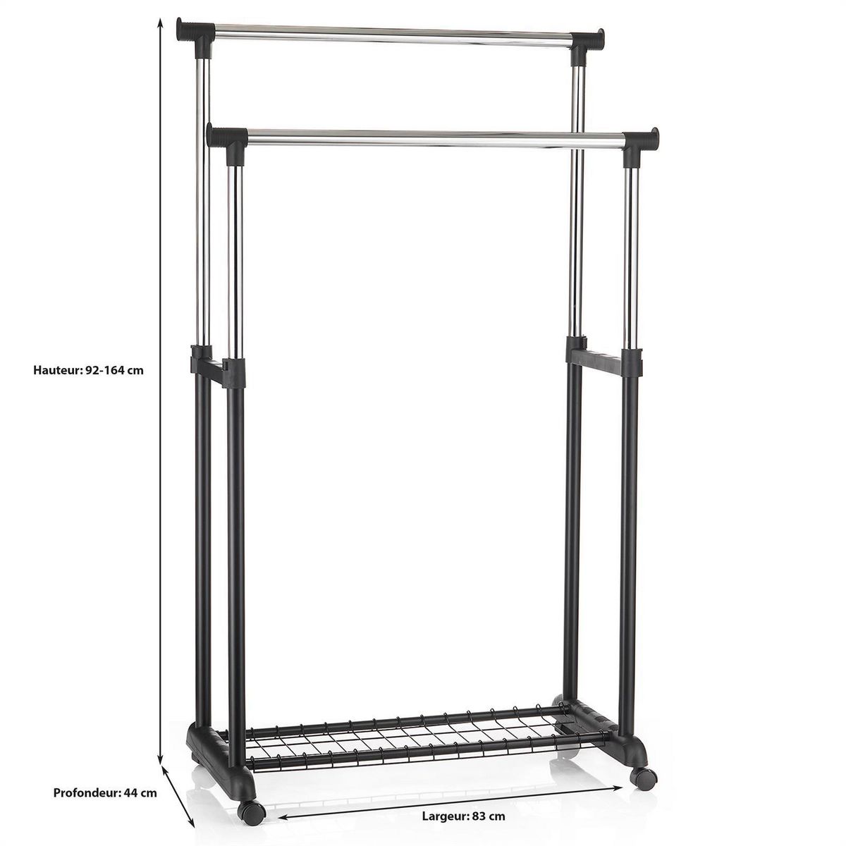 IDIMEX Portant à vêtements GROSSO, en métal chromé