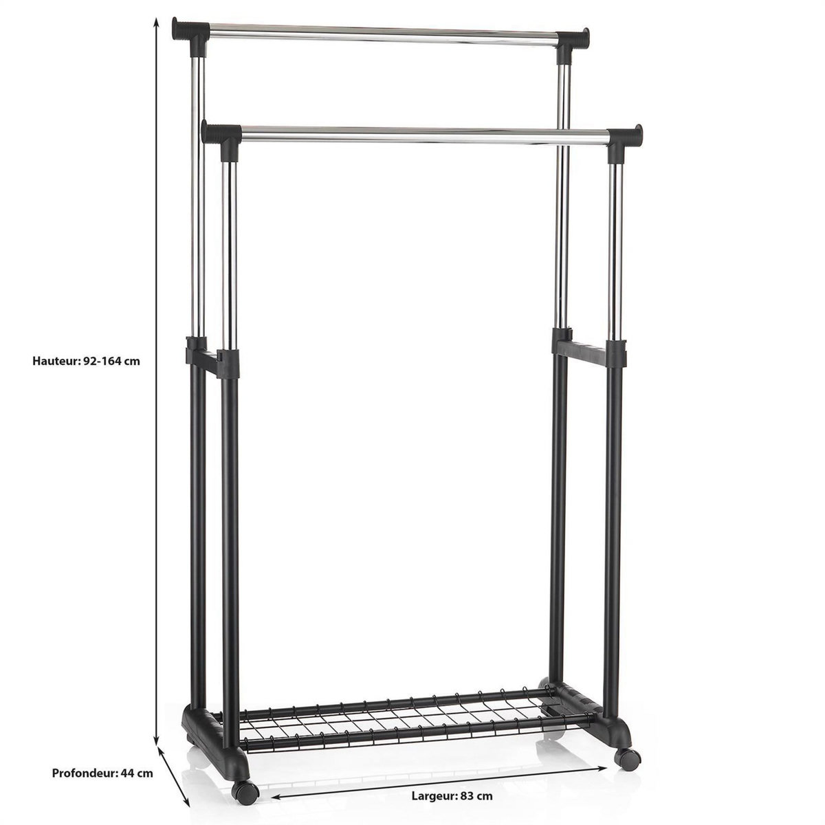 IDIMEX Portant à vêtements GROSSO, en métal chromé